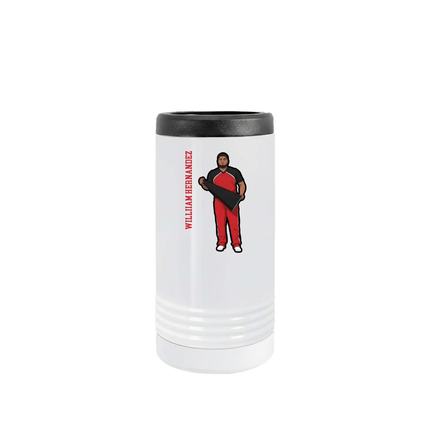 Slim Beverage Holder — Name Vertical in White