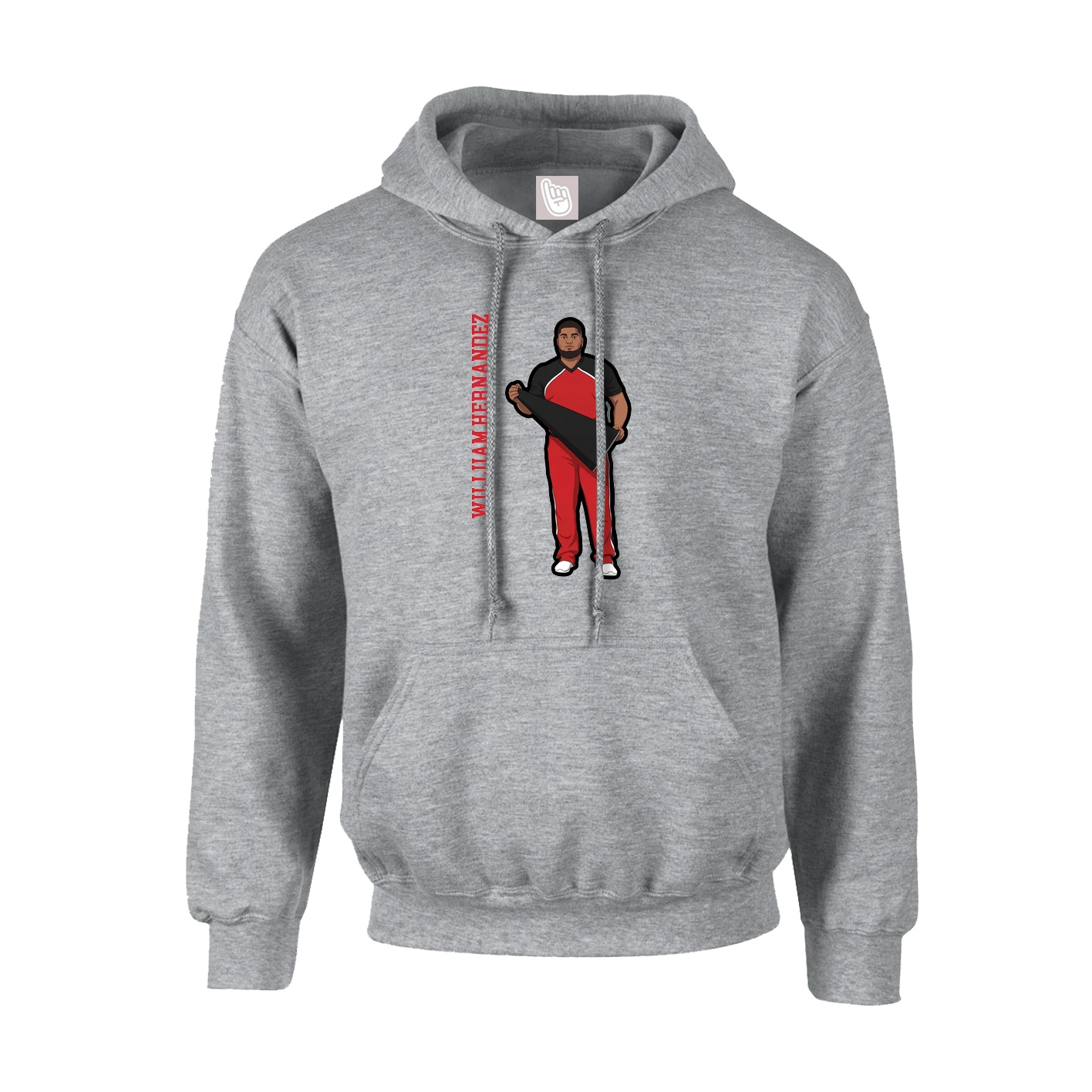 Youth Hoodie — Name Vertical in Grey
