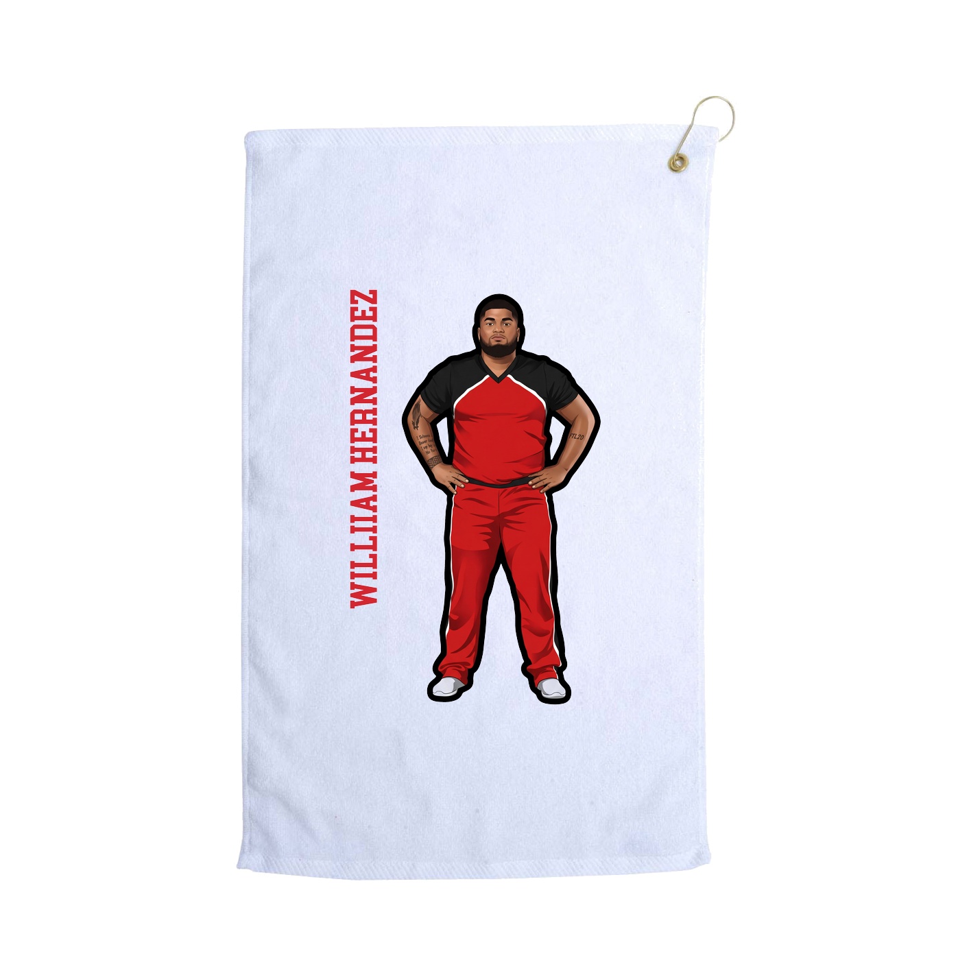 Golf Towel — Name Vertical in White