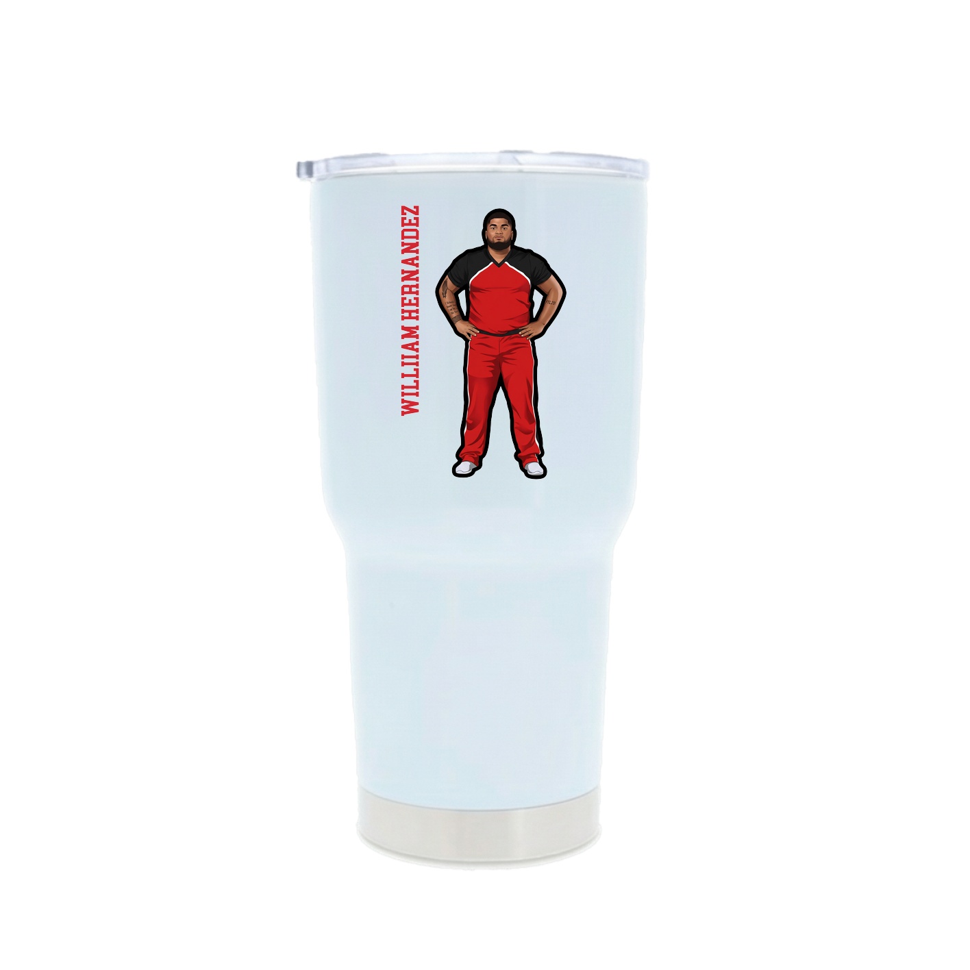 30oz Stainless Steel Tumbler — Name Vertical in White