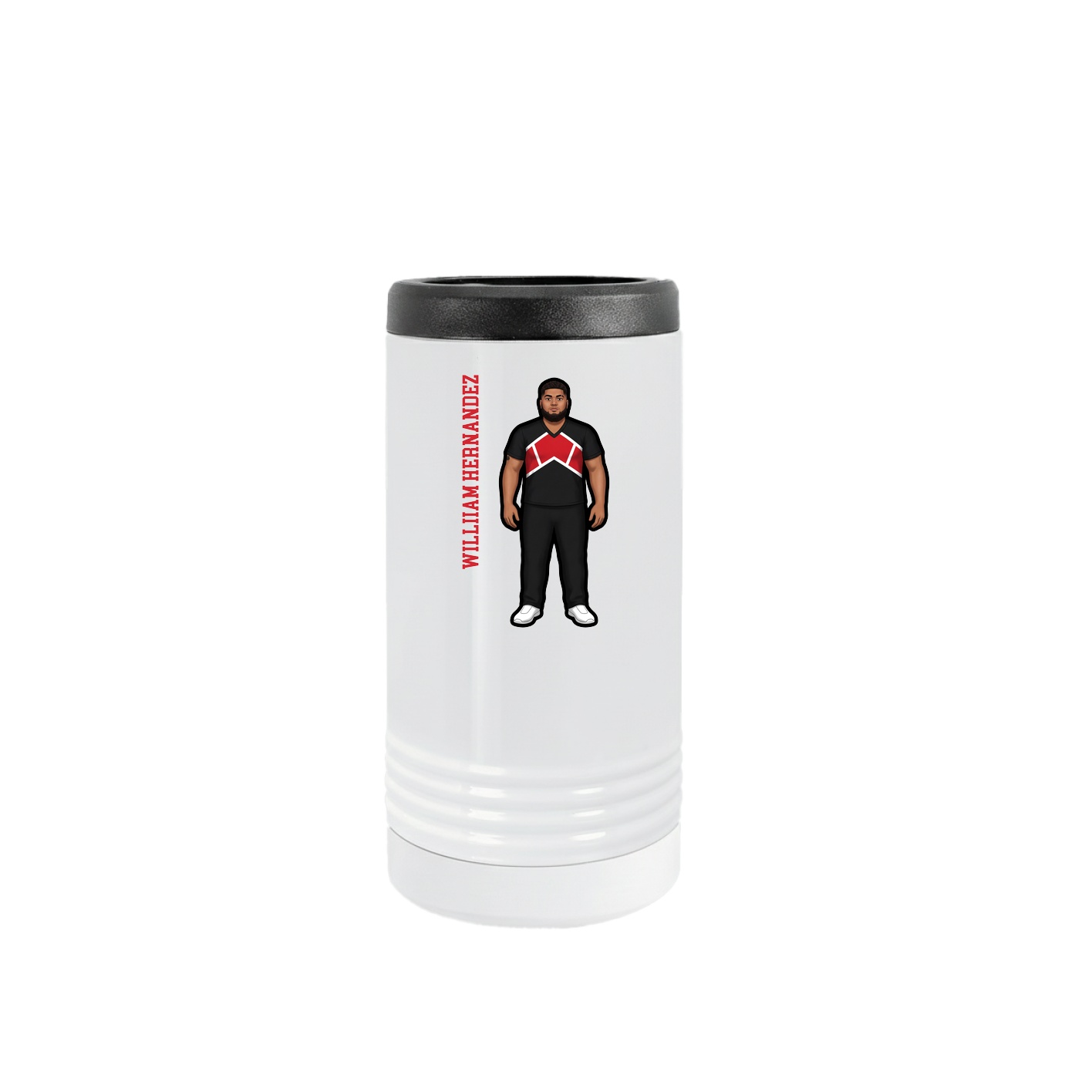 Slim Beverage Holder — Name Vertical in White