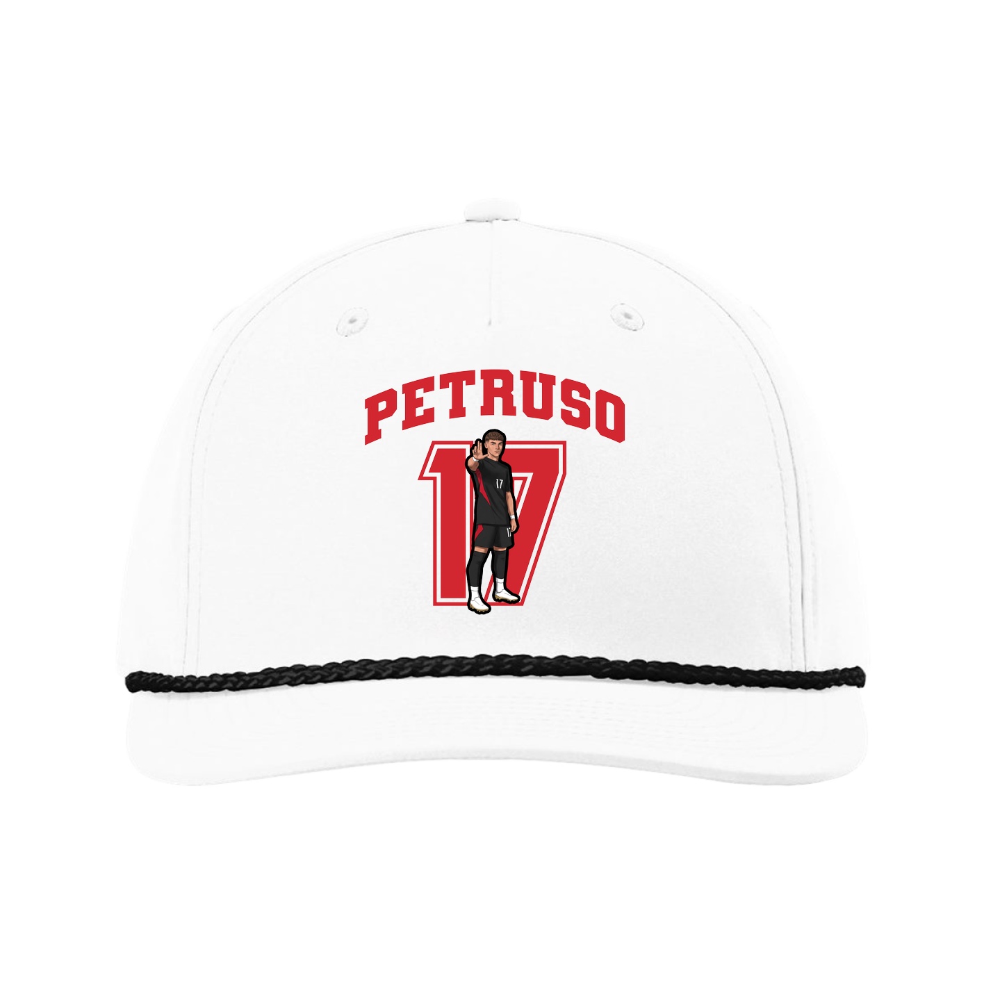 Five-Panel Classic Rope Cap — Number in White
