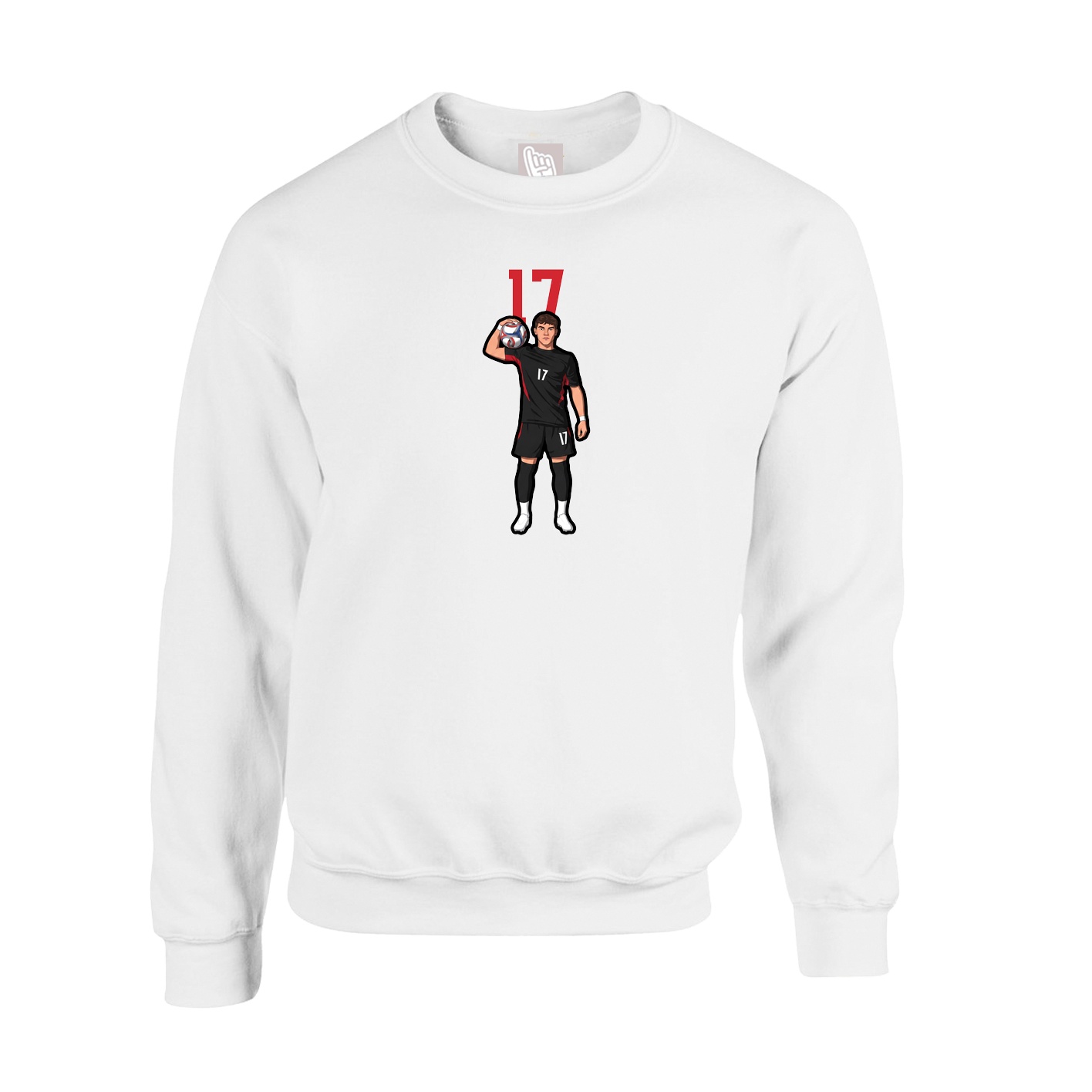 Fleece Crew — Number Top in White