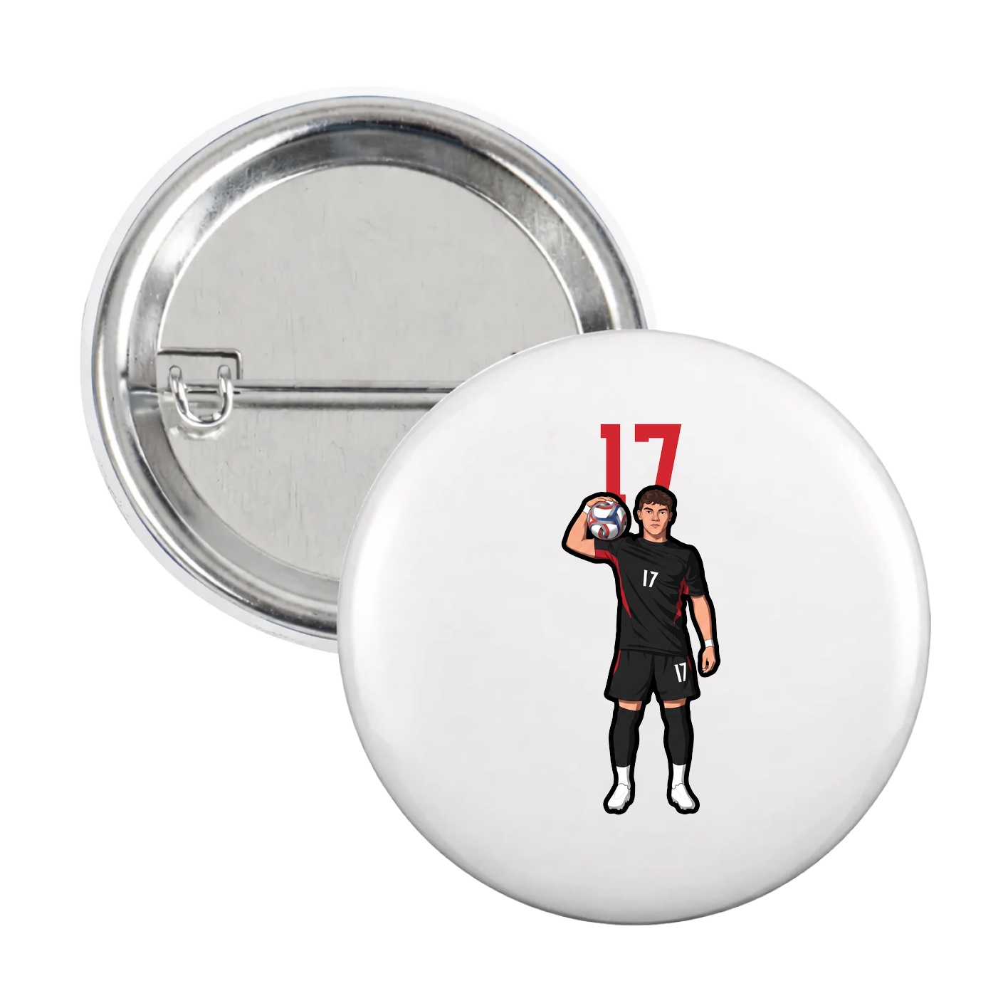 Game Day Button — Number Top in White