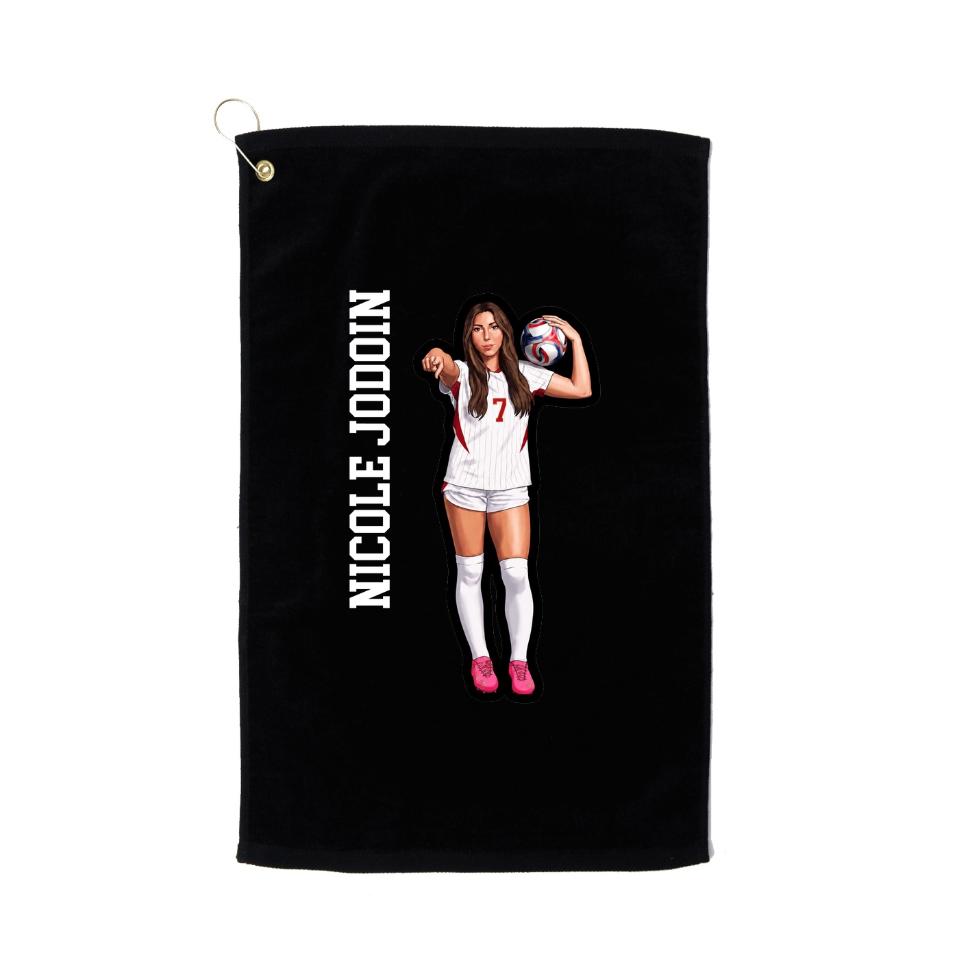 Golf Towel — Name Vertical in Black
