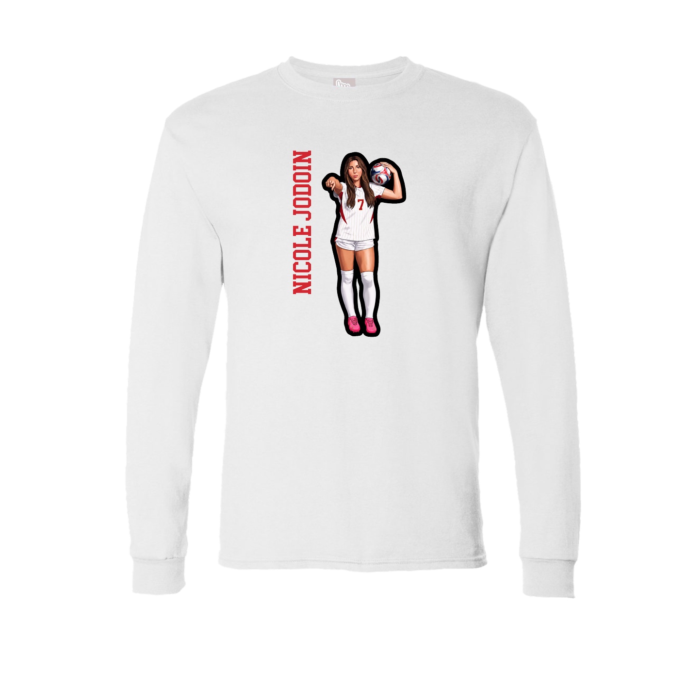 Long Sleeve Tee — Name Vertical in White