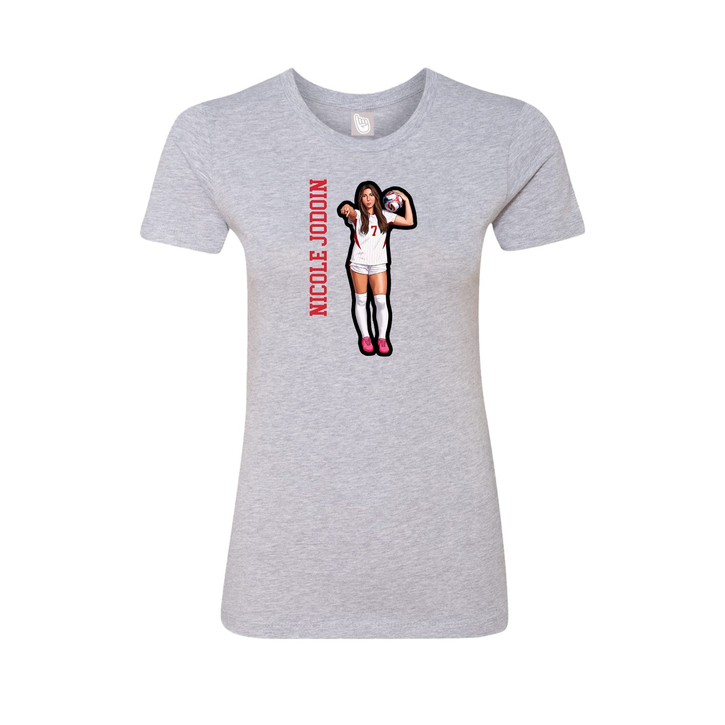 Fitted Women's Tee — Name Vertical in Grey