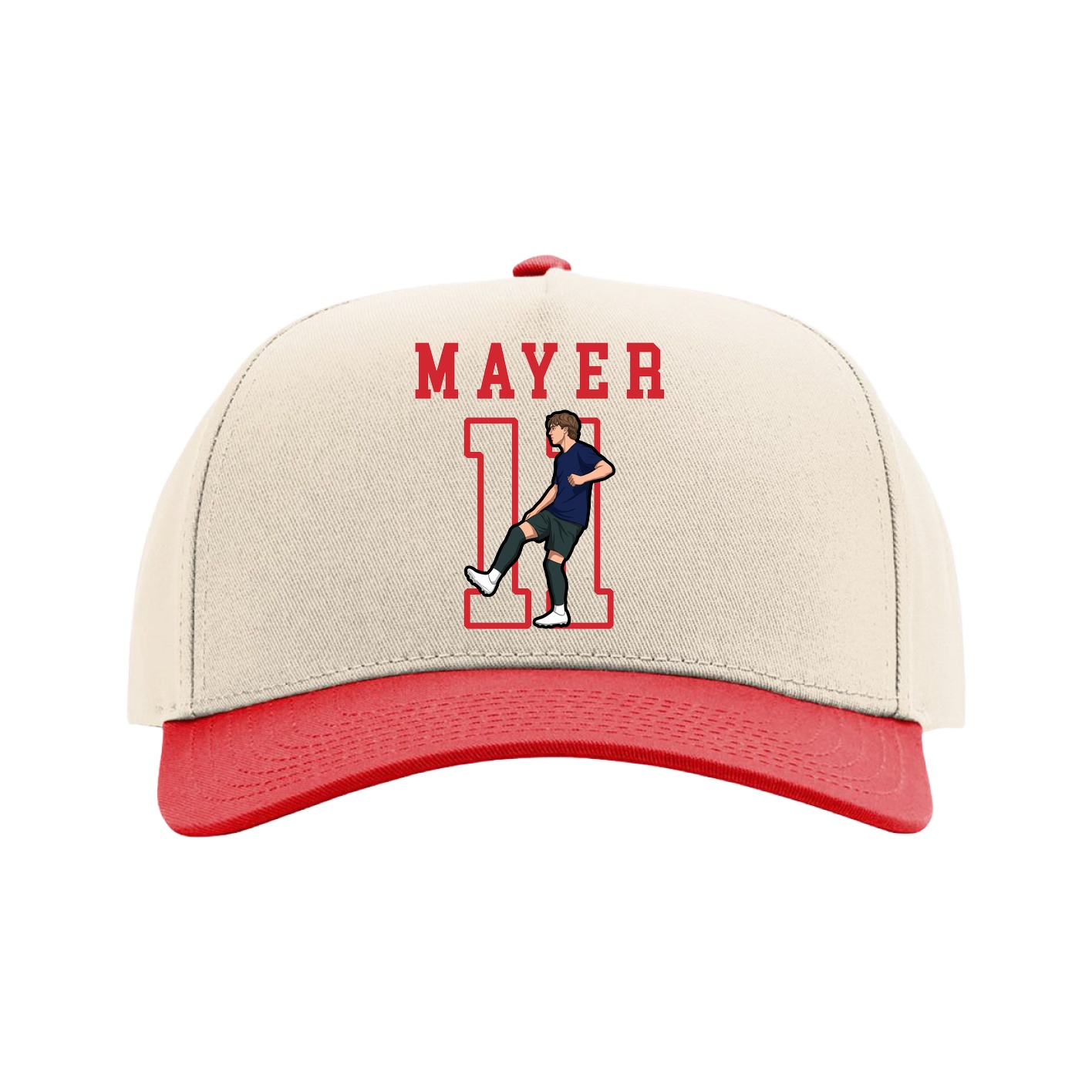 Full Fabric Five-Panel Champ Cap — Shirsey in Cream/Red