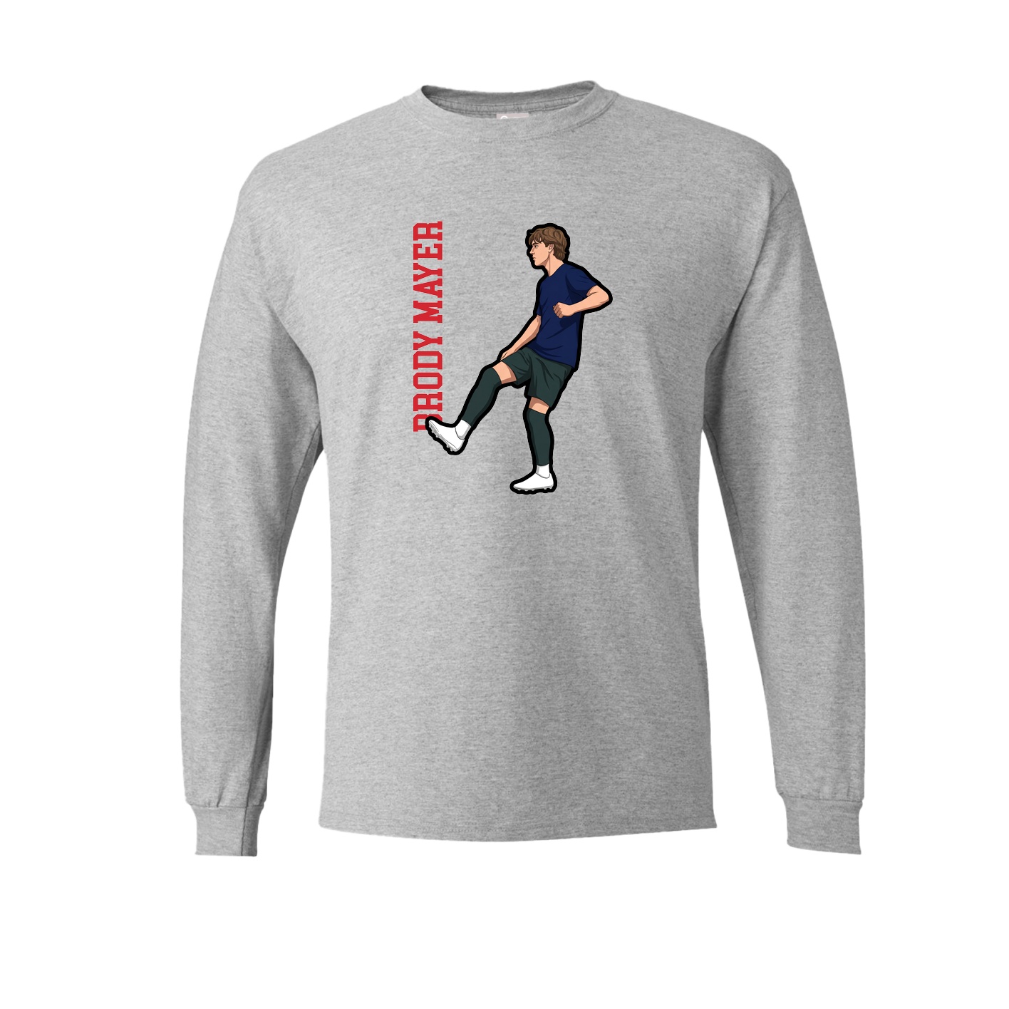 Long Sleeve Tee — Name Vertical in Grey