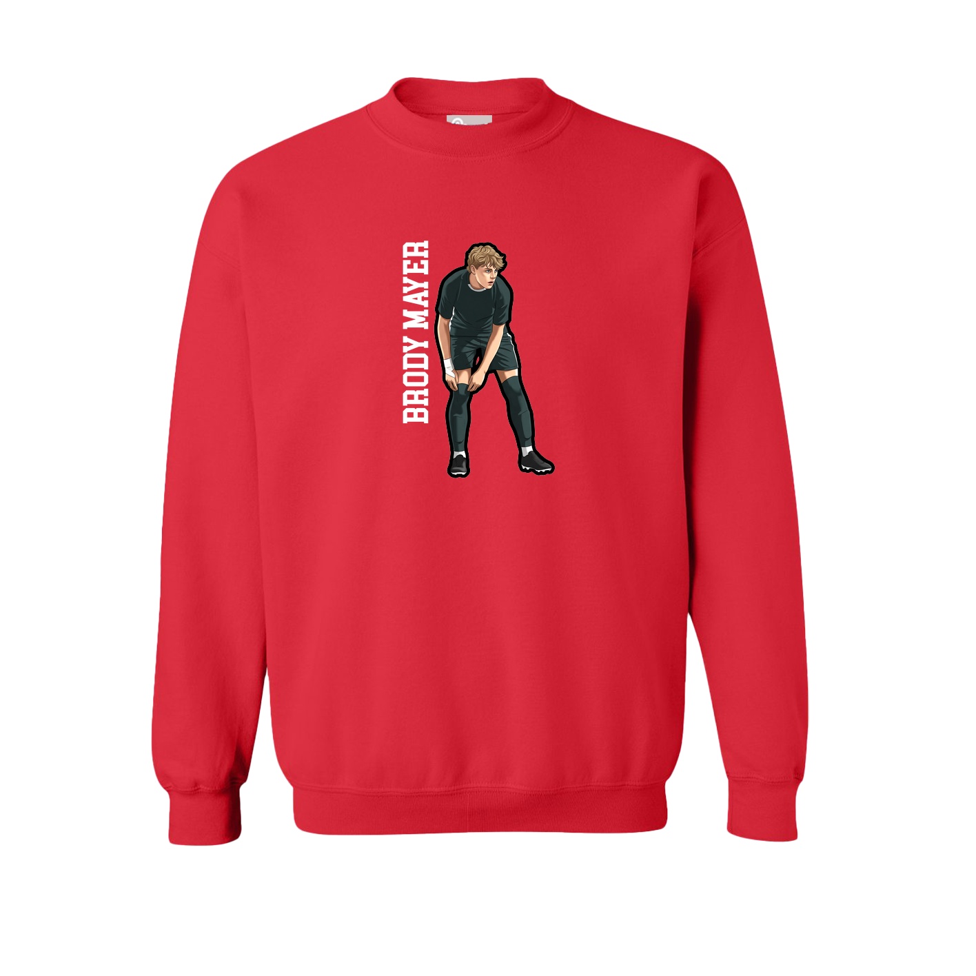 Fleece Crew — Name Vertical in Red