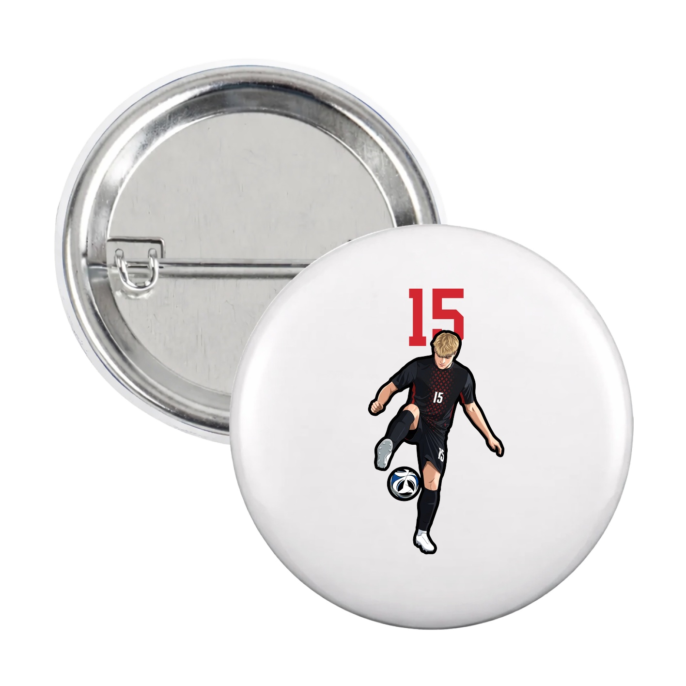 Game Day Button — Number Top in White
