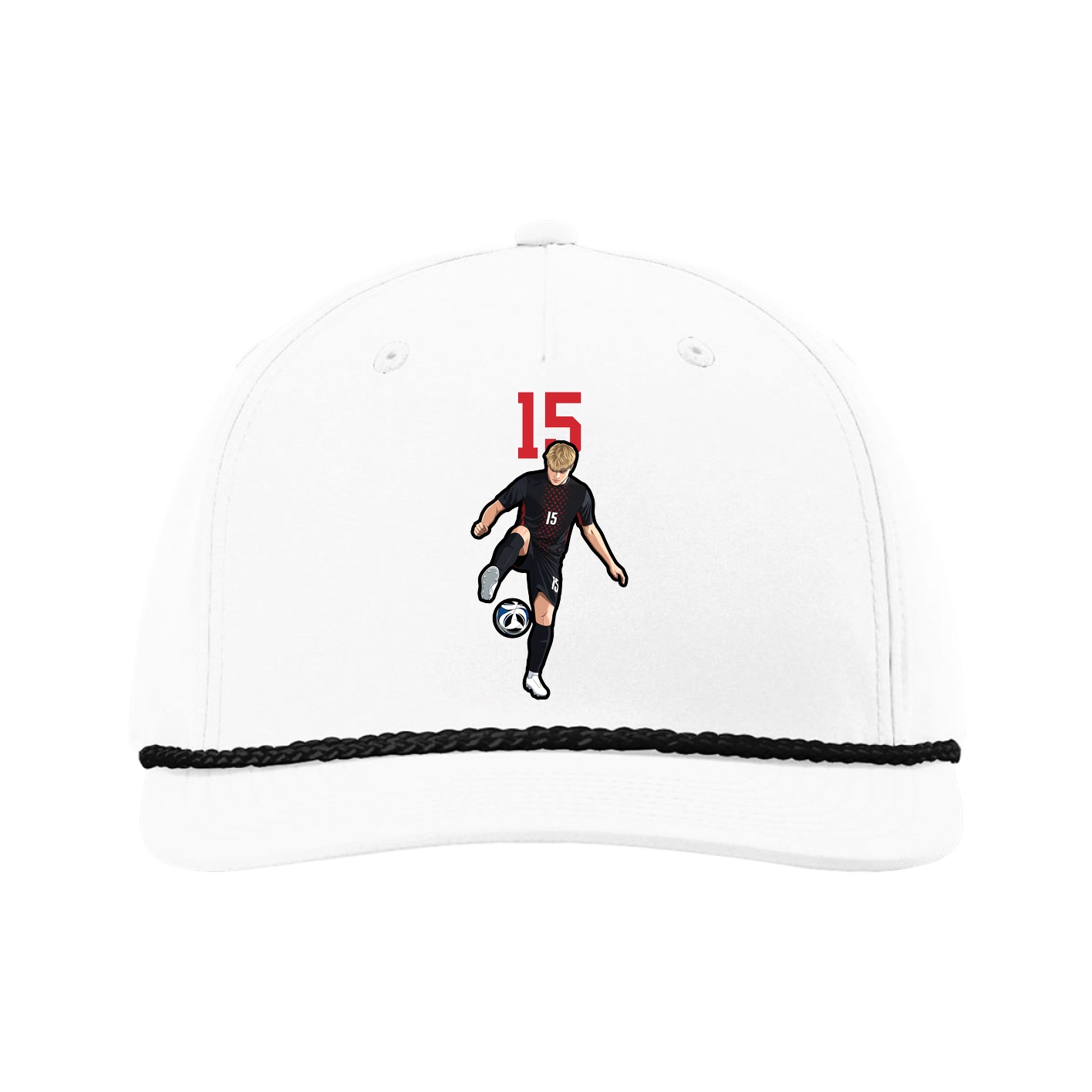 Five-Panel Classic Rope Cap — Number Top in White