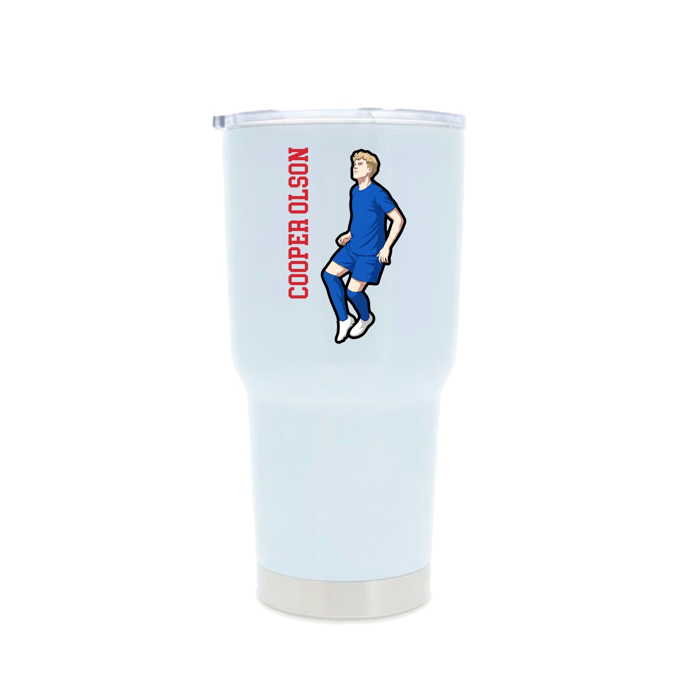 30oz Stainless Steel Tumbler — Name Vertical in White