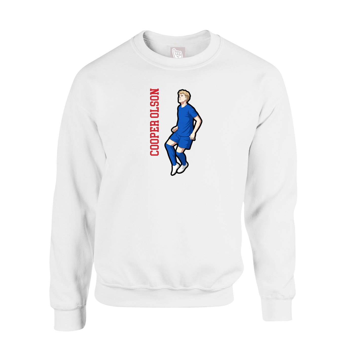 Fleece Crew — Name Vertical in White