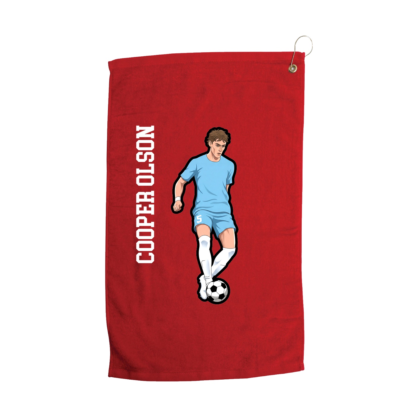Golf Towel — Name Vertical in Red