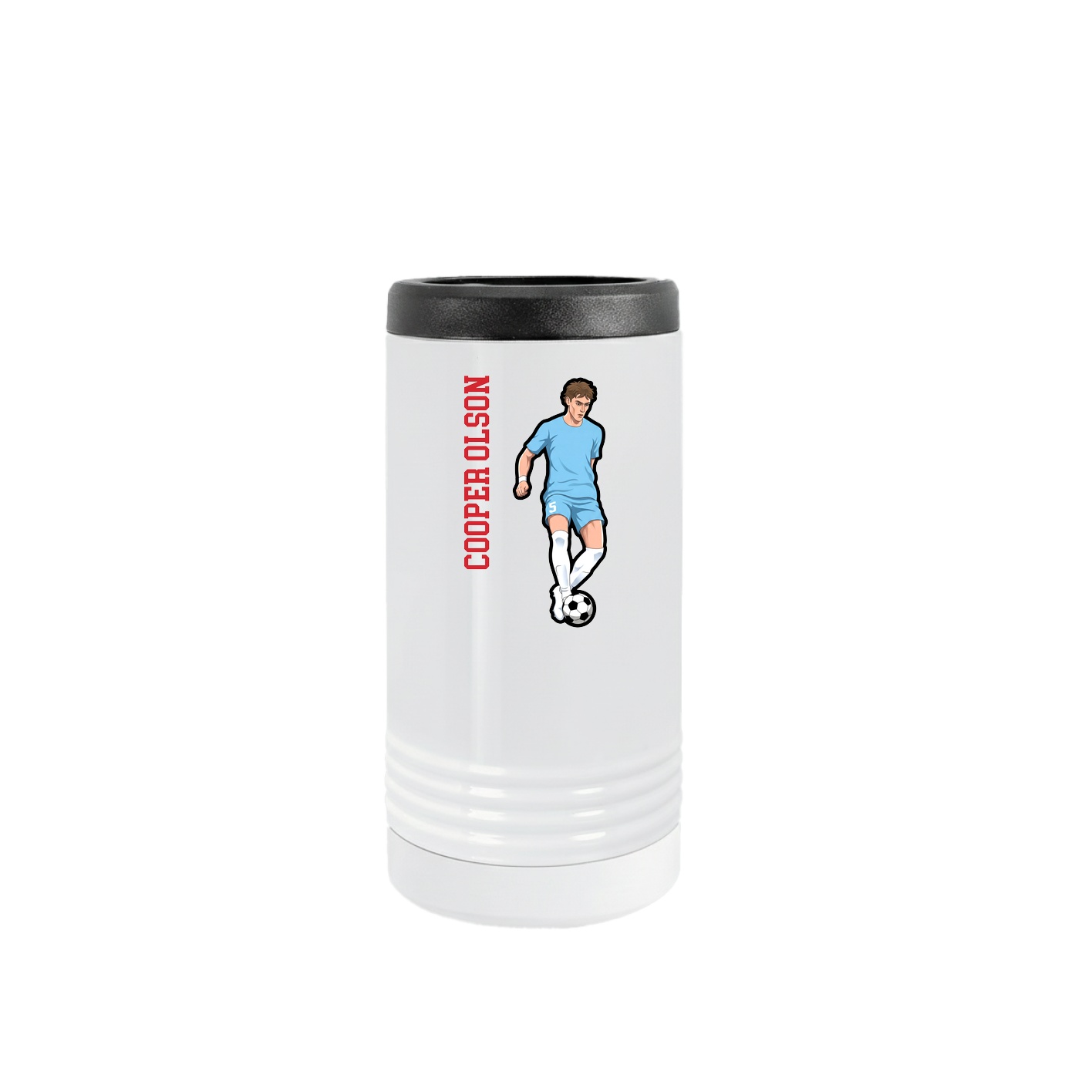 Slim Beverage Holder — Name Vertical in White