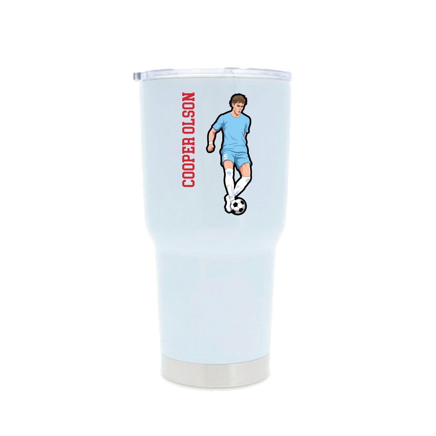 30oz Stainless Steel Tumbler — Name Vertical in White