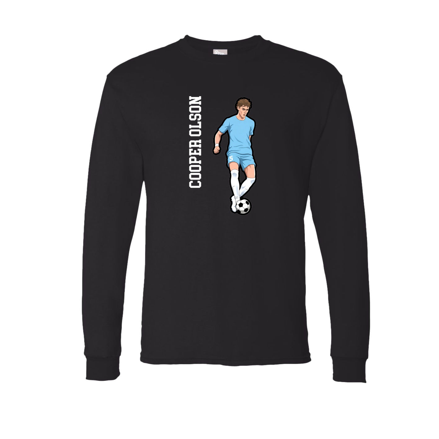 Long Sleeve Tee — Name Vertical in Black