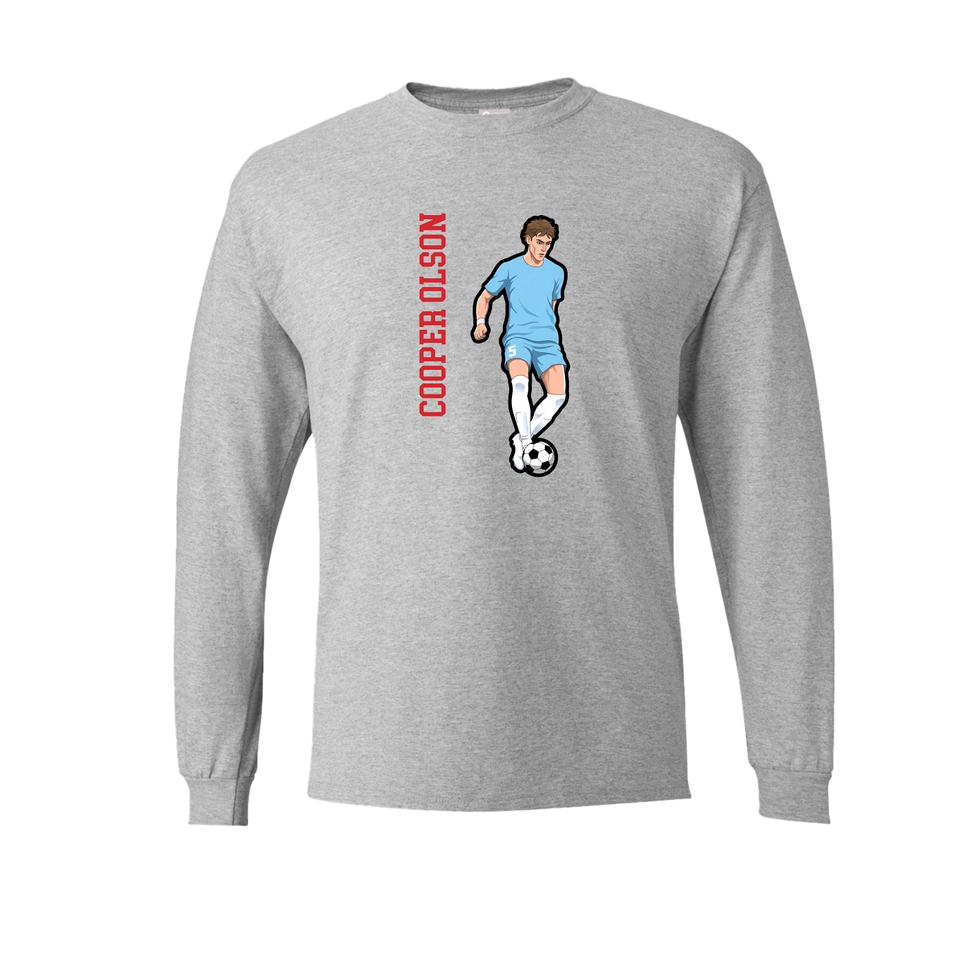 Long Sleeve Tee — Name Vertical in Grey