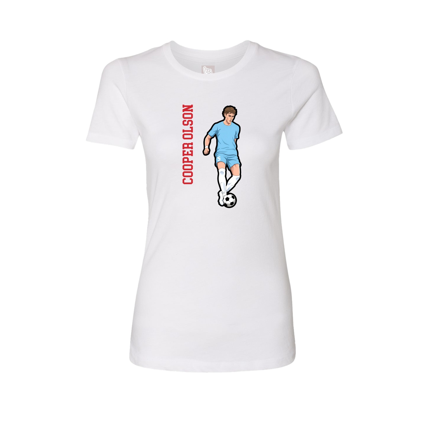 Womens Tee — Name Vertical in White