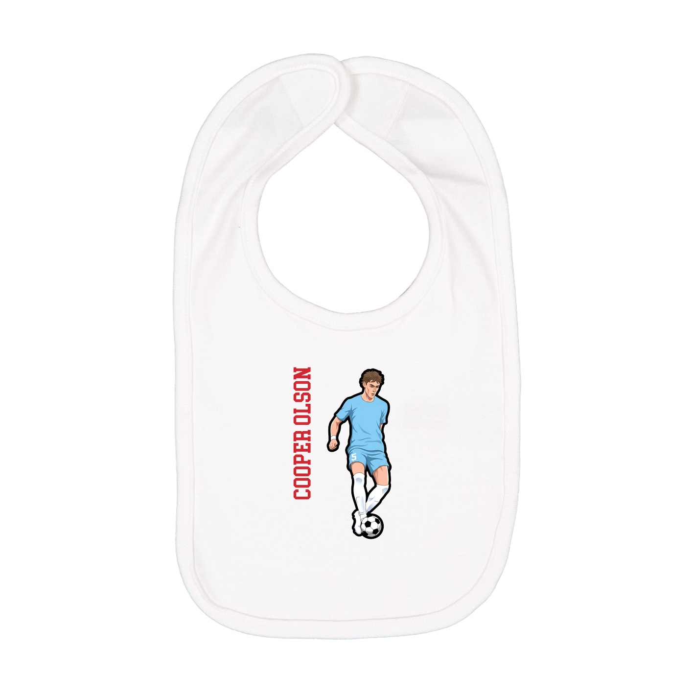 Infant Bib — Name Vertical in White