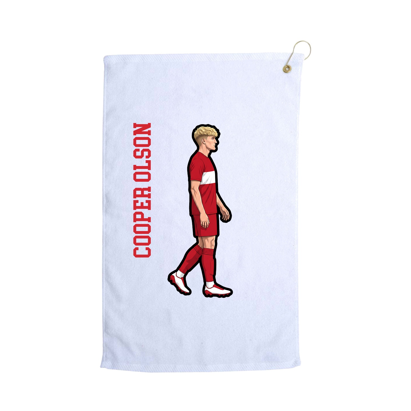 Golf Towel — Name Vertical in White