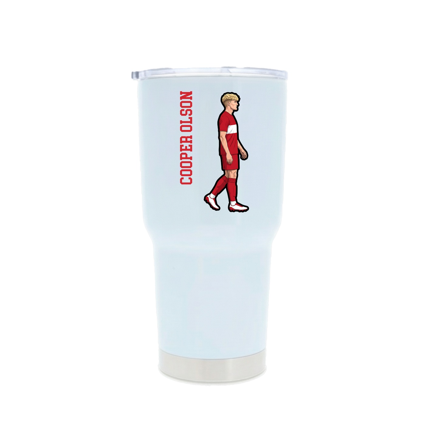 30oz Stainless Steel Tumbler — Name Vertical in White