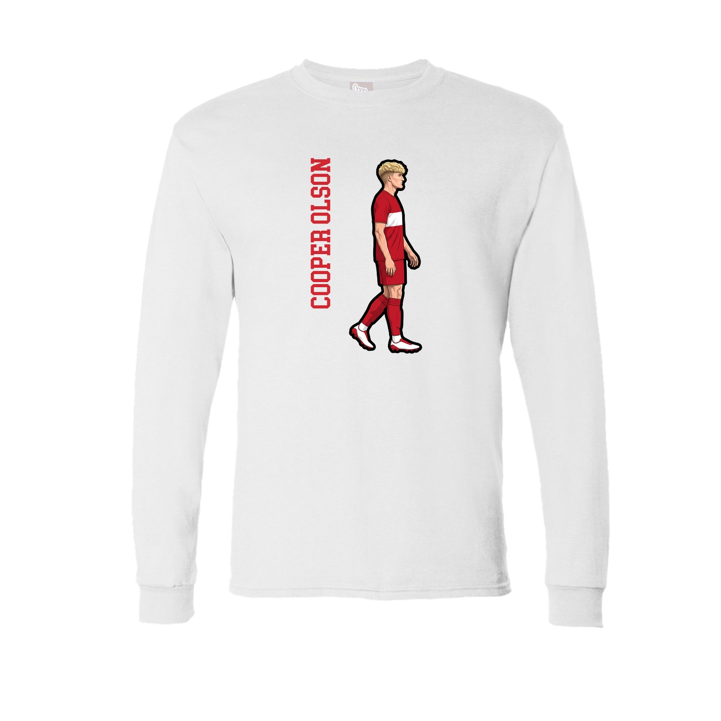 Long Sleeve Tee — Name Vertical in White