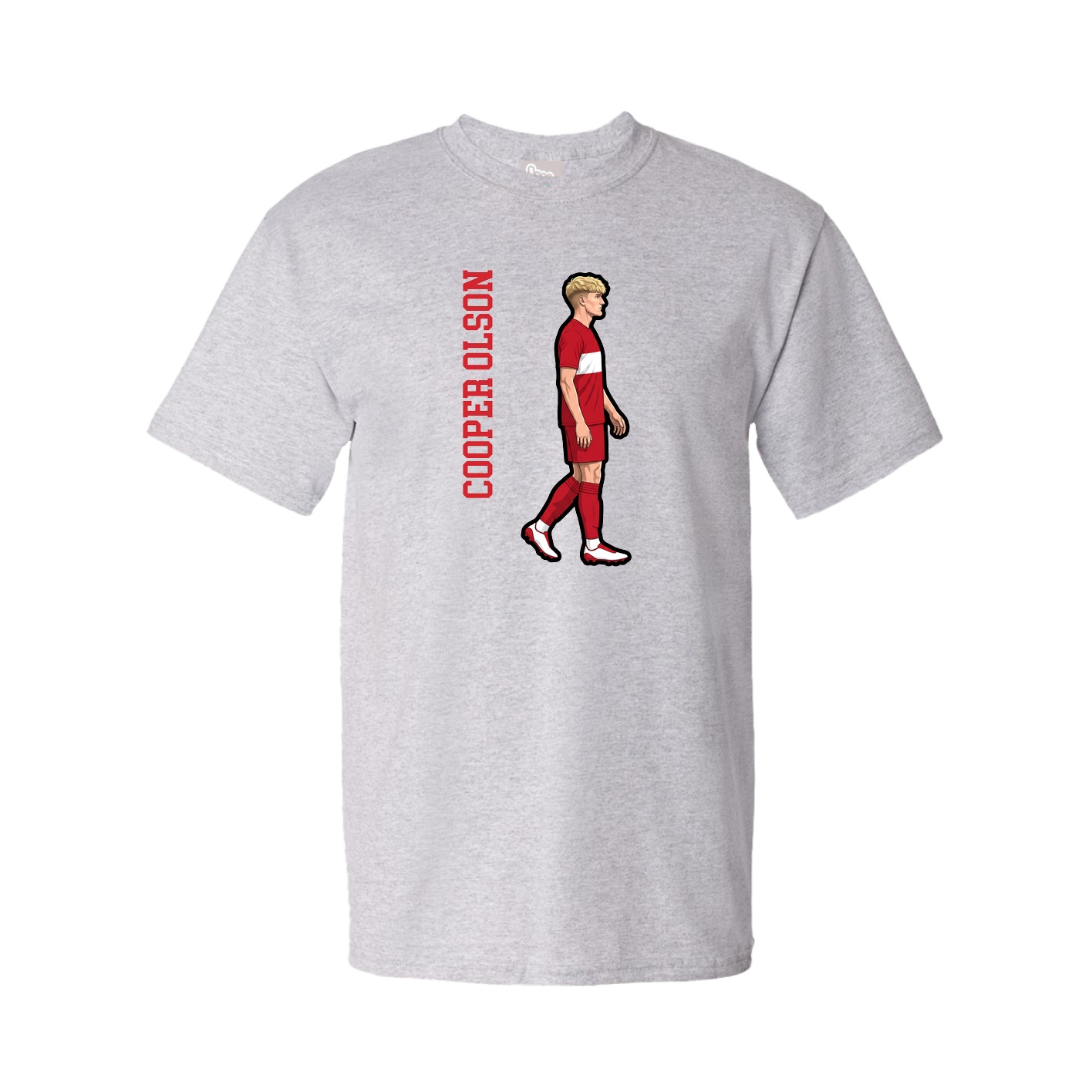Youth Tee — Name Vertical in Grey
