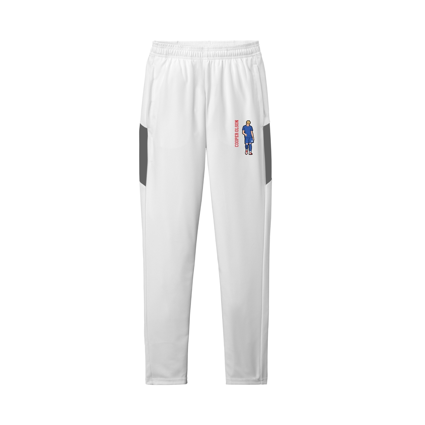 Team Travel Pant — Name Vertical in White/Grey