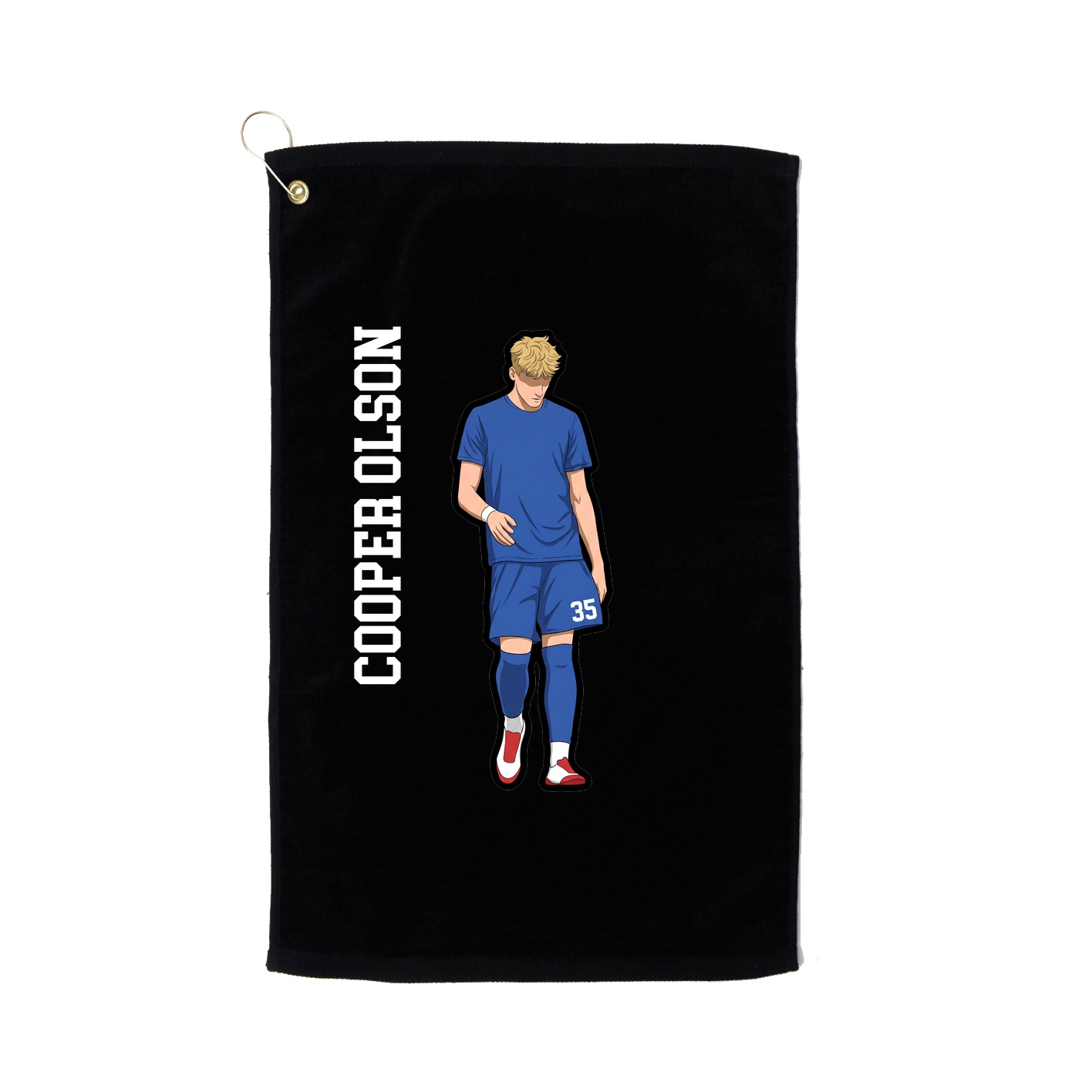 Golf Towel — Name Vertical in Black