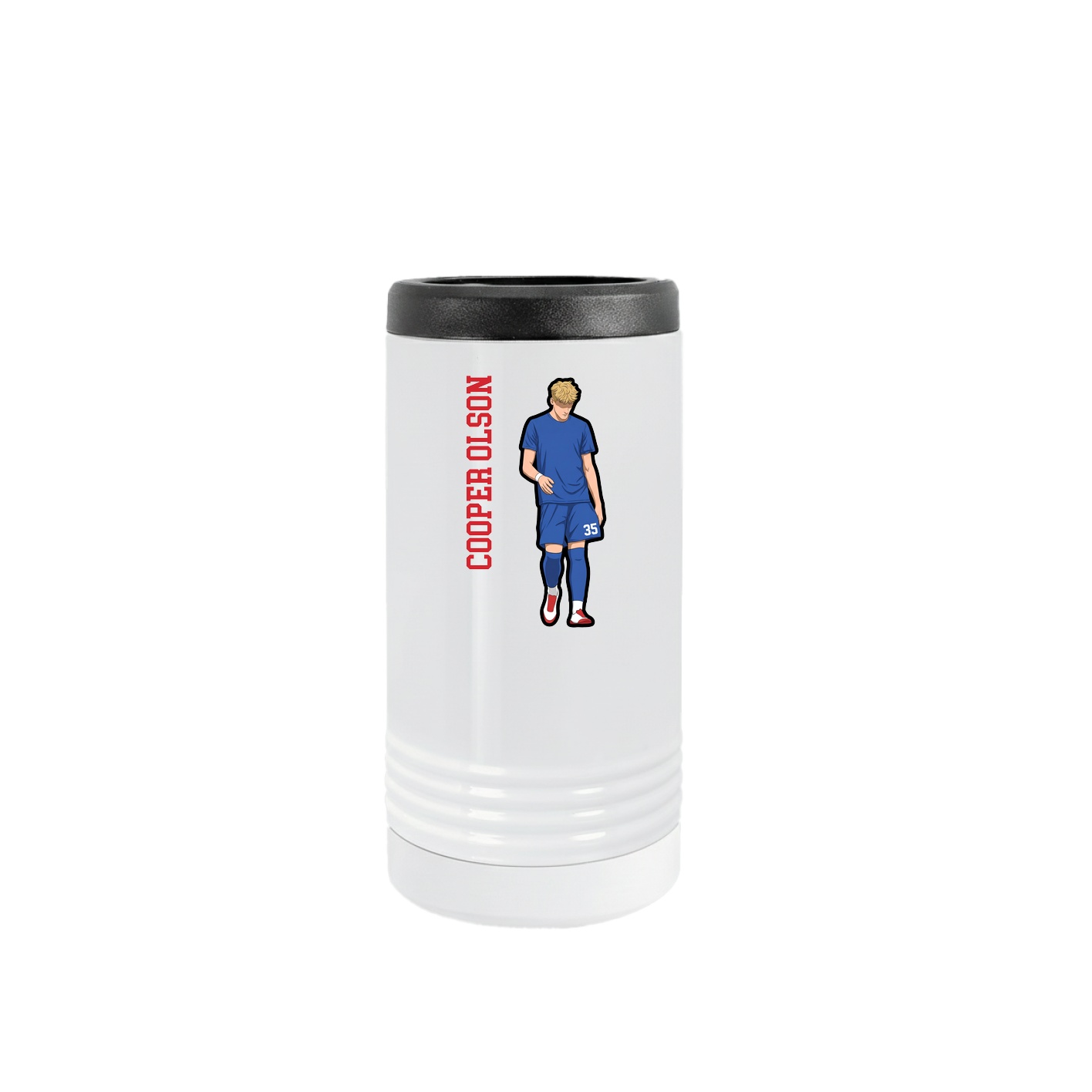 Slim Beverage Holder — Name Vertical in White