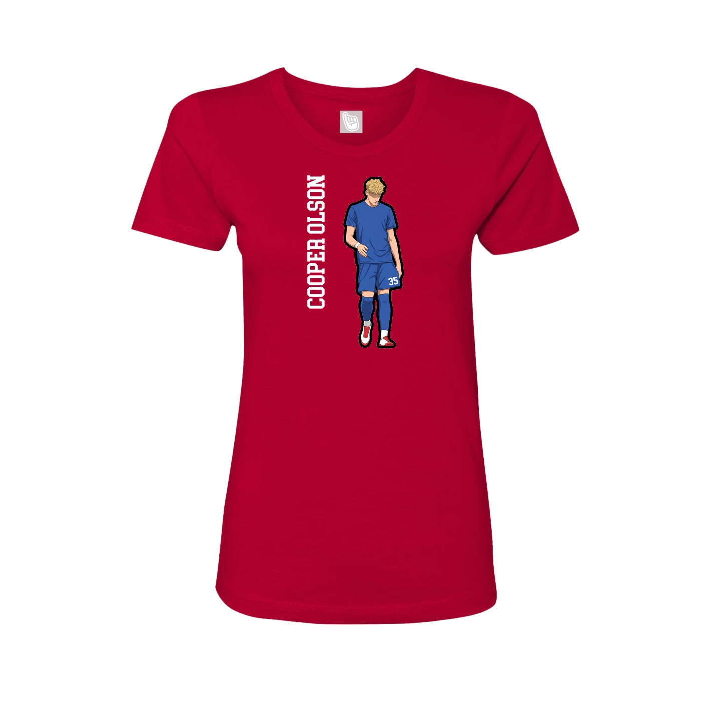 Fitted Women's Tee — Name Vertical in Red