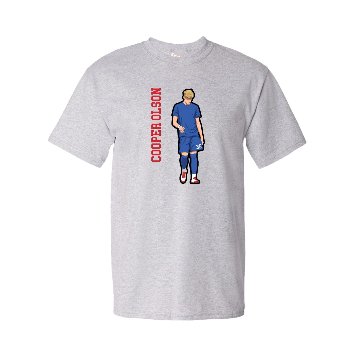 Youth Tee — Name Vertical in Grey