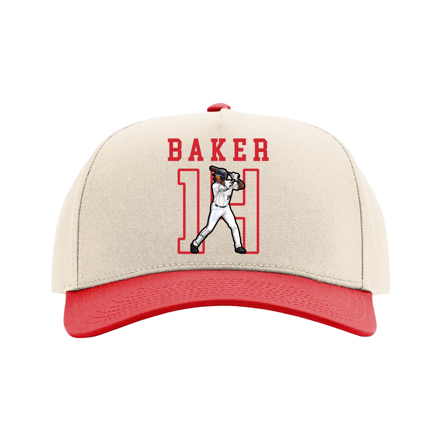 Full Fabric Five-Panel Champ Cap — Shirsey in Cream/Red