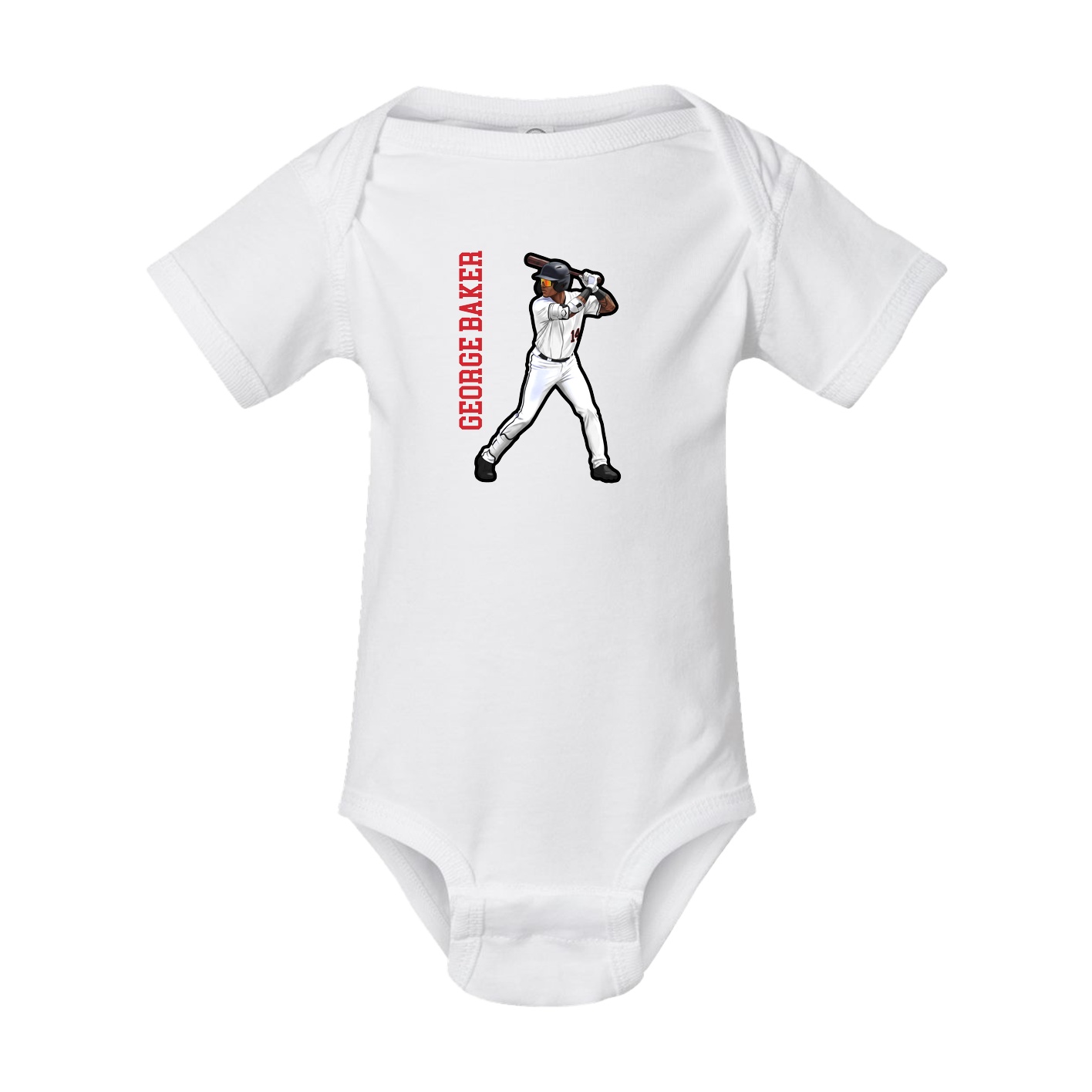 Baby Onesie — Name Vertical in White