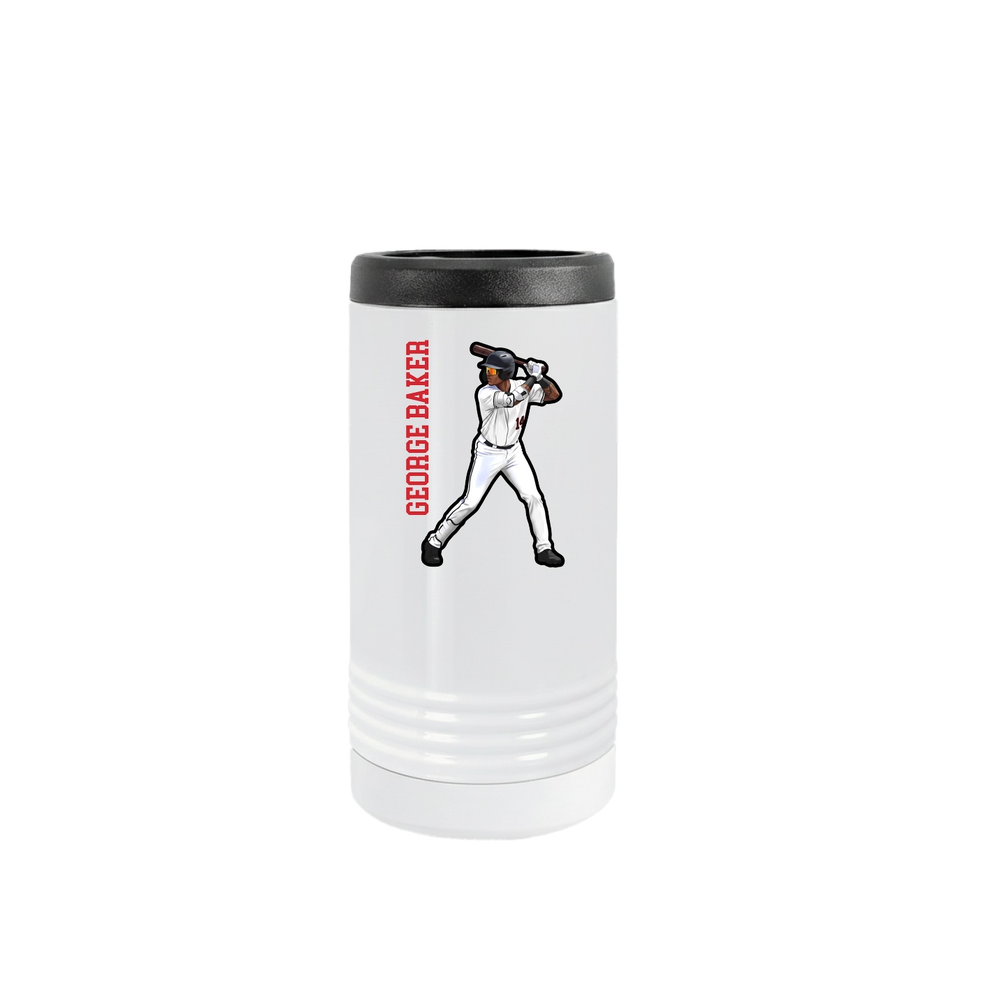 Slim Beverage Holder — Name Vertical in White