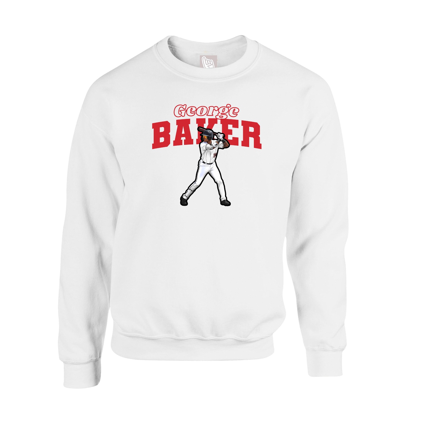 Fleece Crew — Name Arch in White