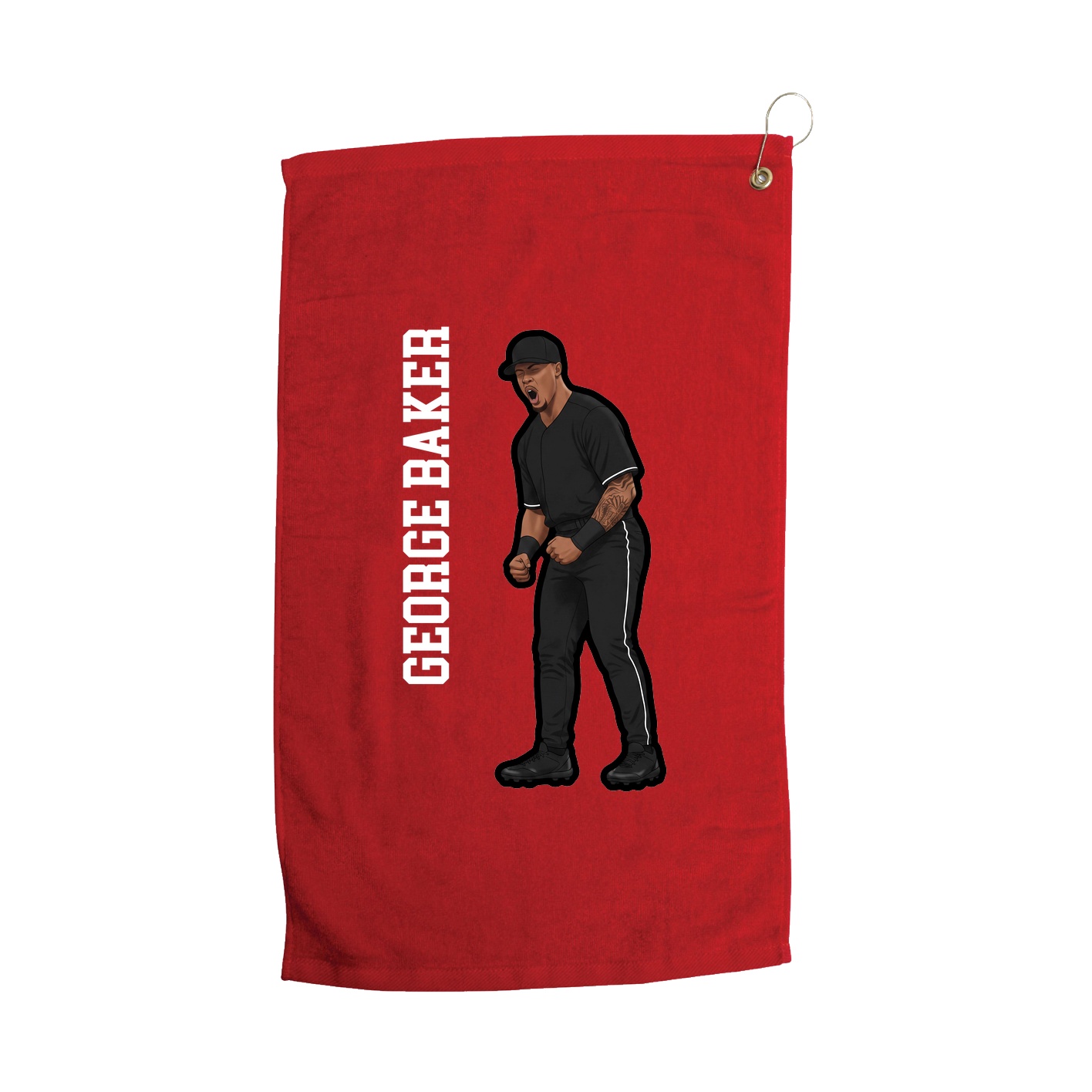 Golf Towel — Name Vertical in Red