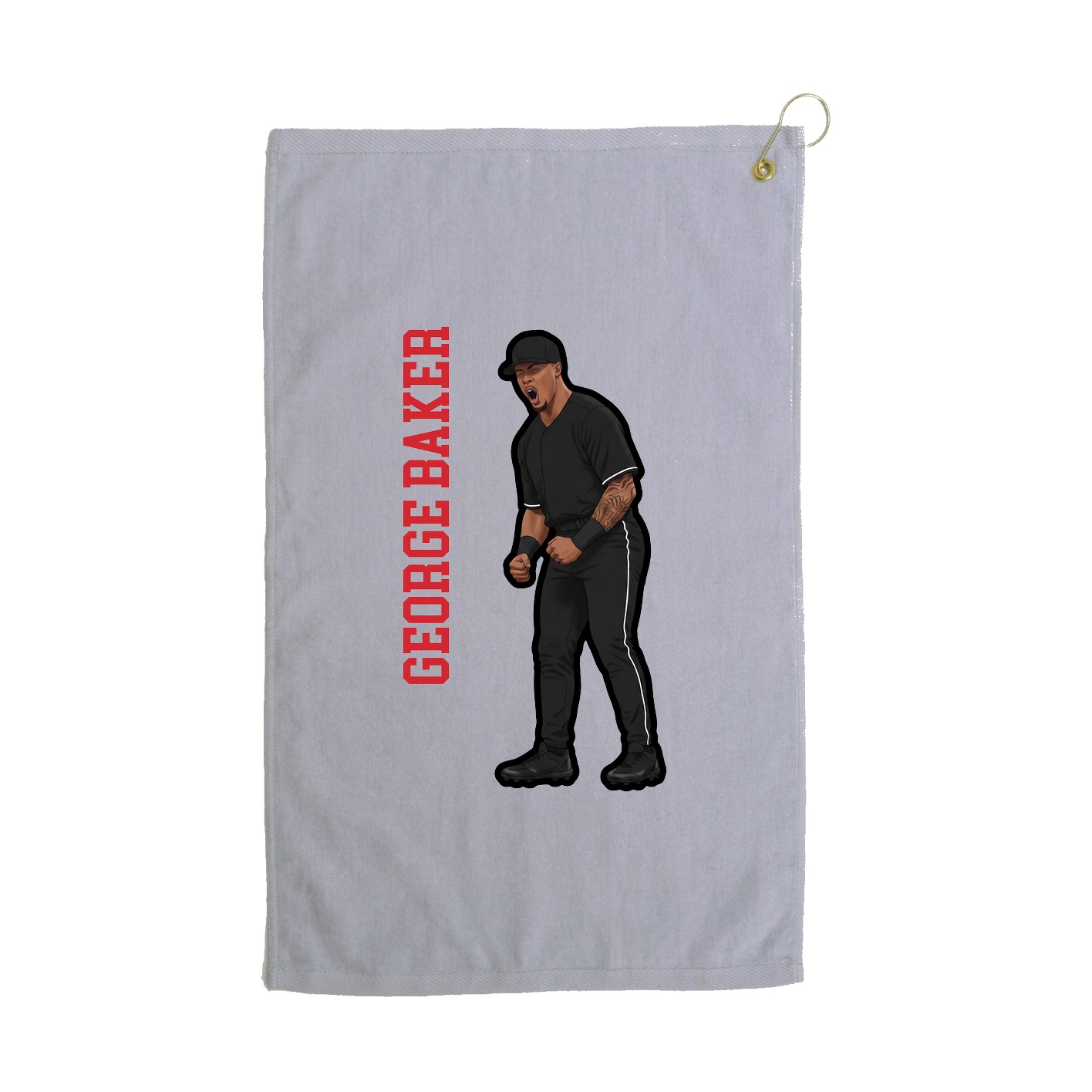 Golf Towel — Name Vertical in Grey