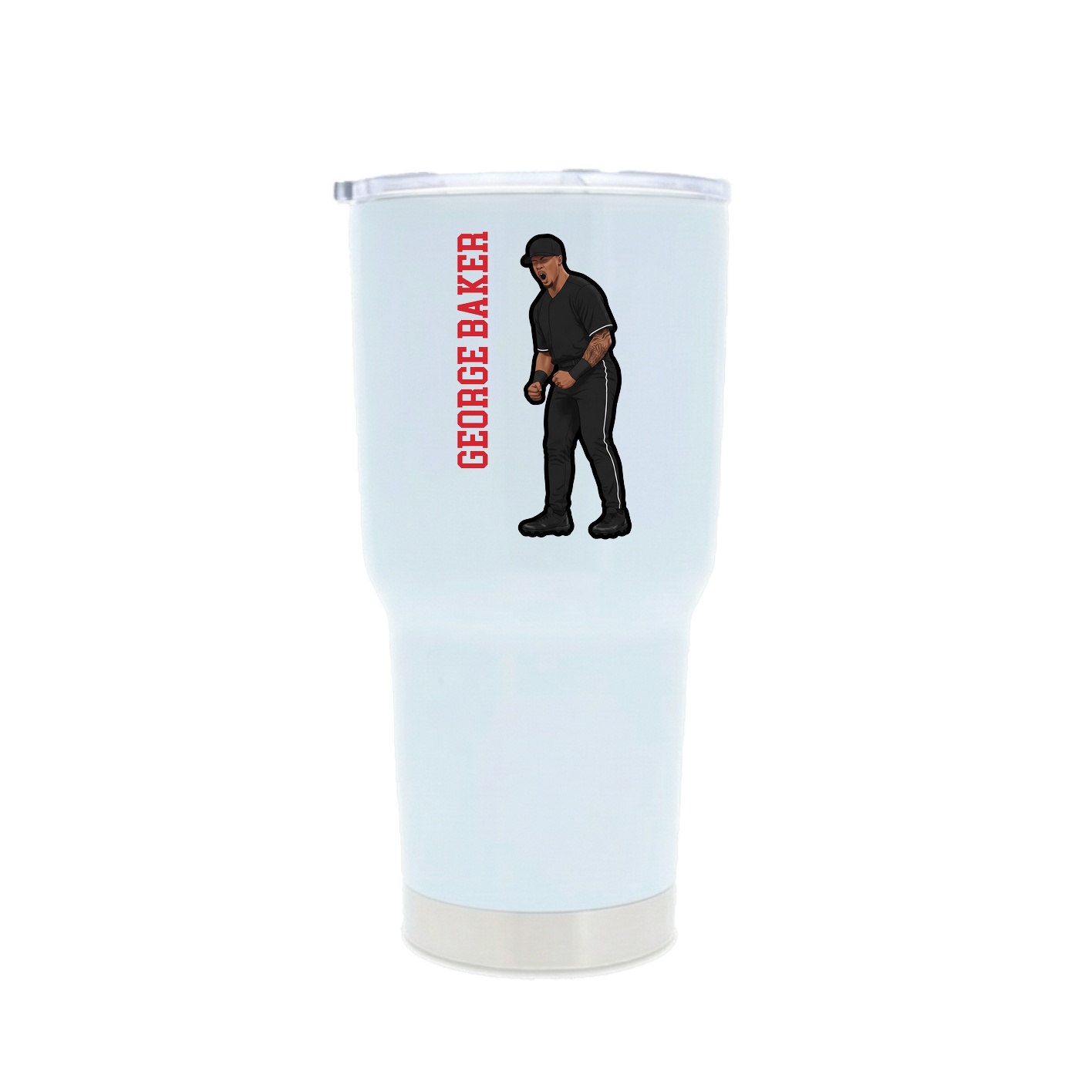 30oz Stainless Steel Tumbler — Name Vertical in White