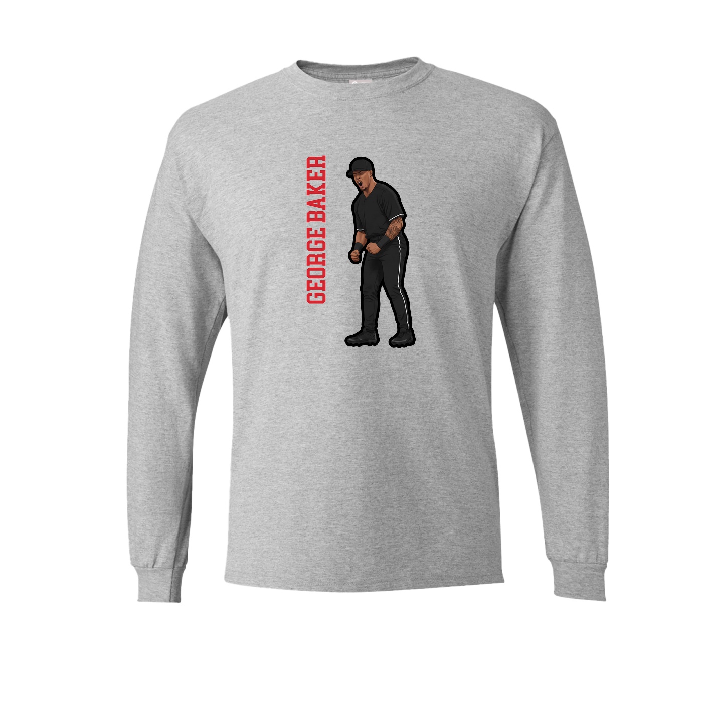 Long Sleeve Tee — Name Vertical in Grey