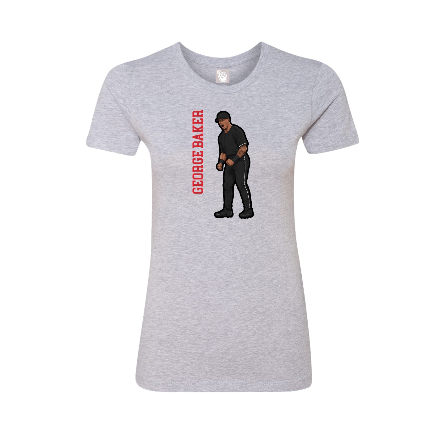 Fitted Women's Tee — Name Vertical in Grey