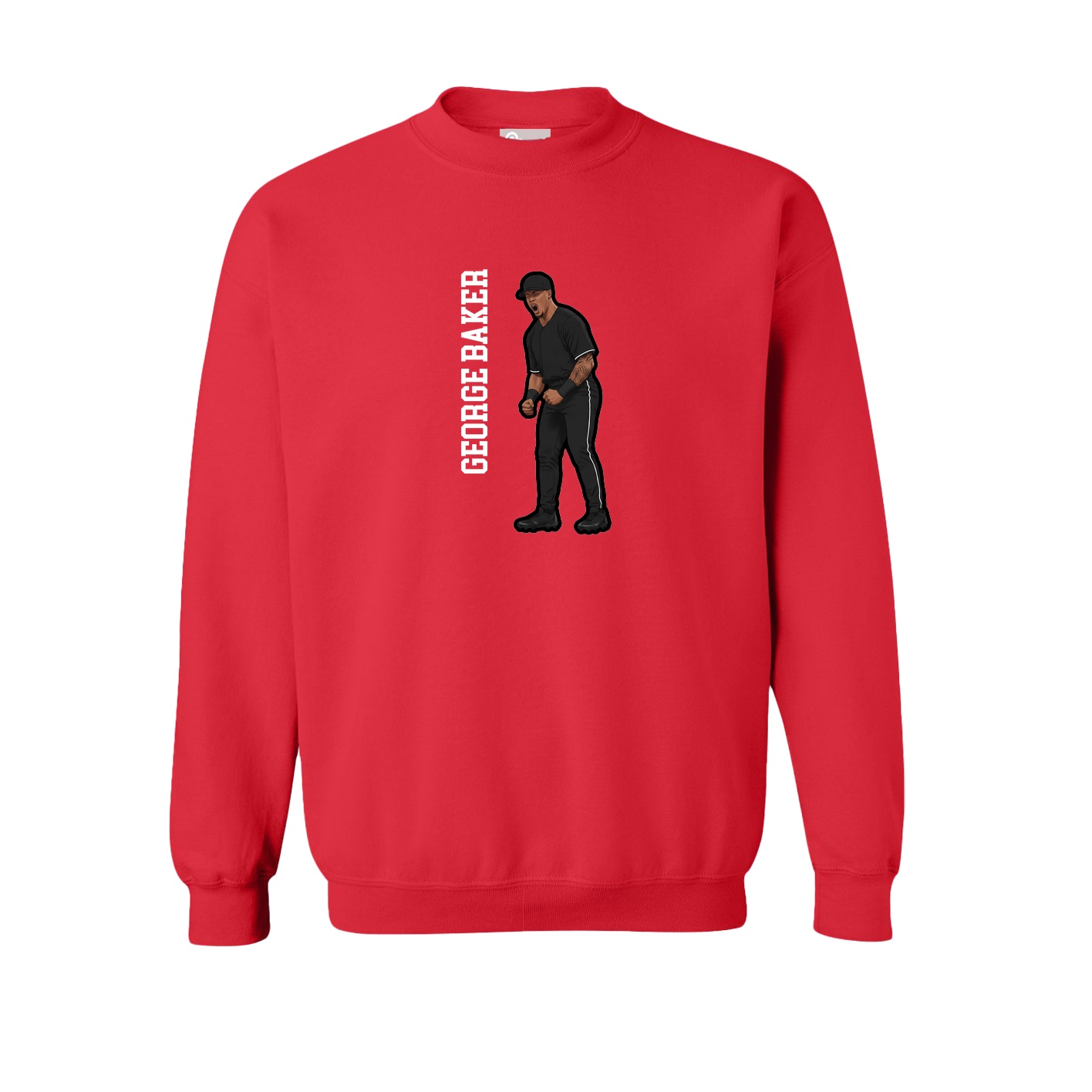 Fleece Crew — Name Vertical in Red