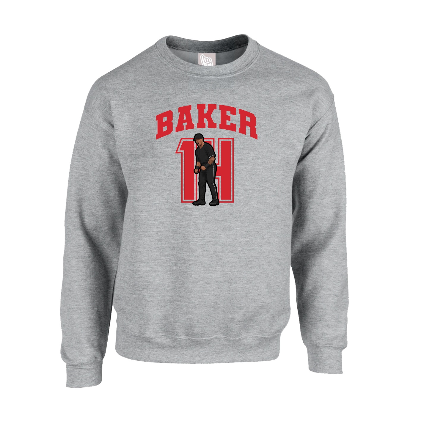 Fleece Crew — Number in Grey