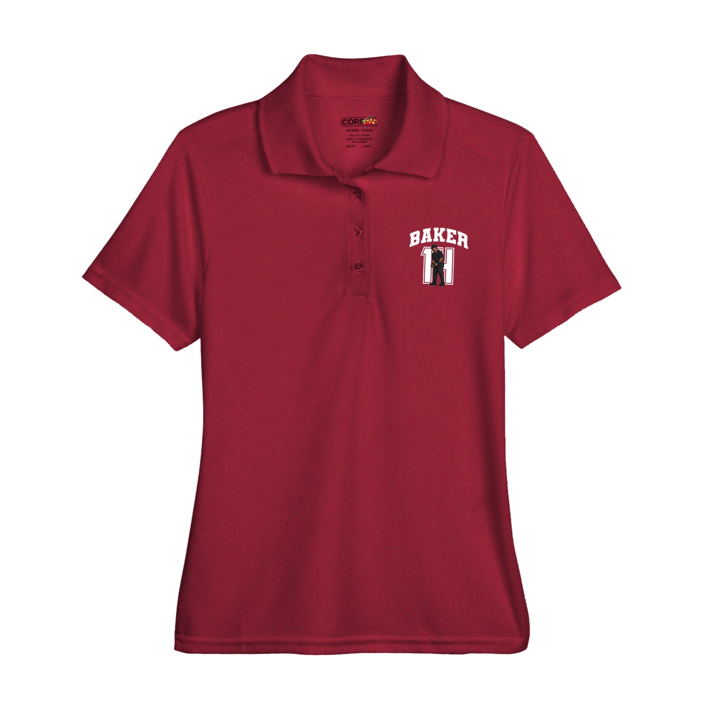 Womens Performance Polo — Number in Red
