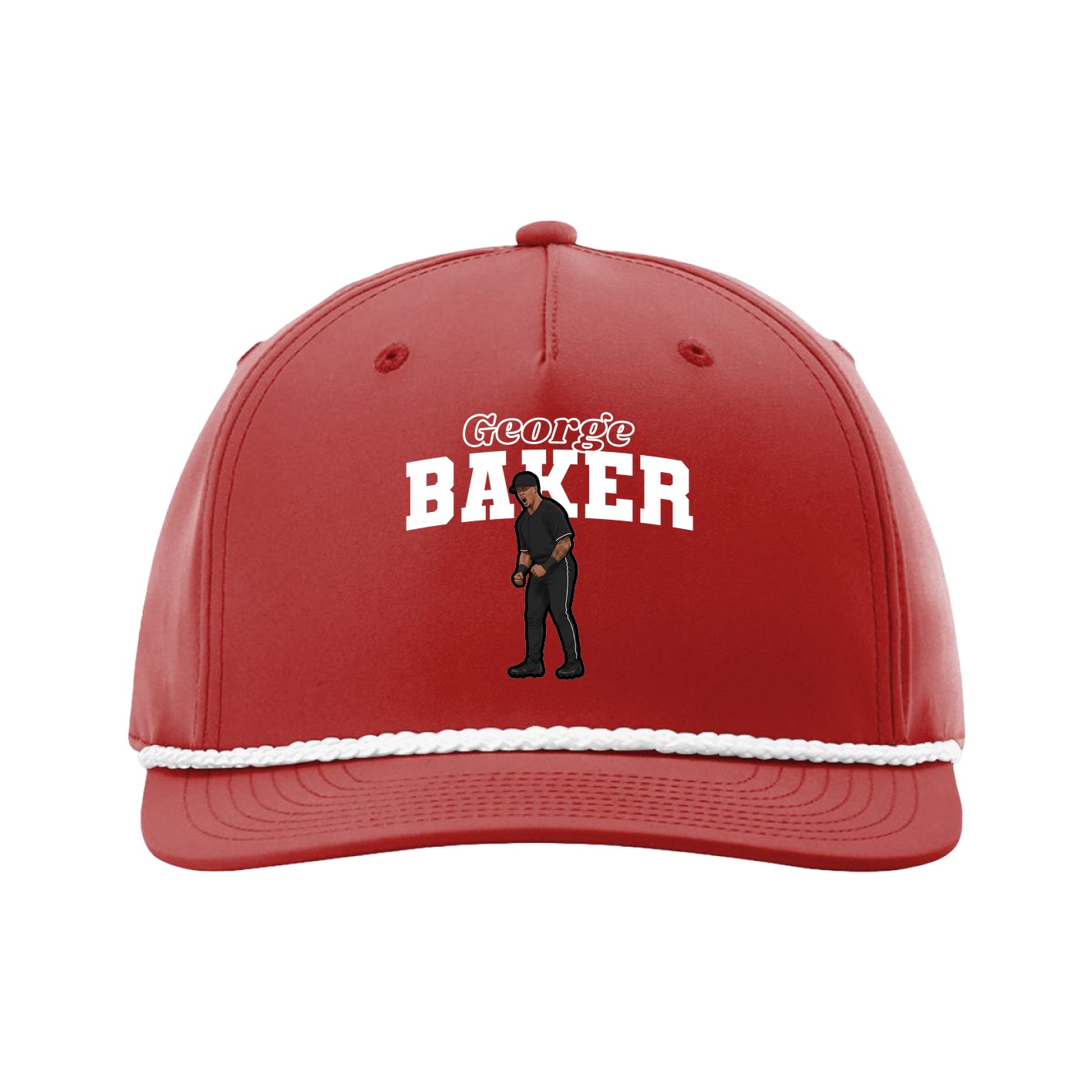 Five-Panel Classic Rope Cap — Name Arch in Red
