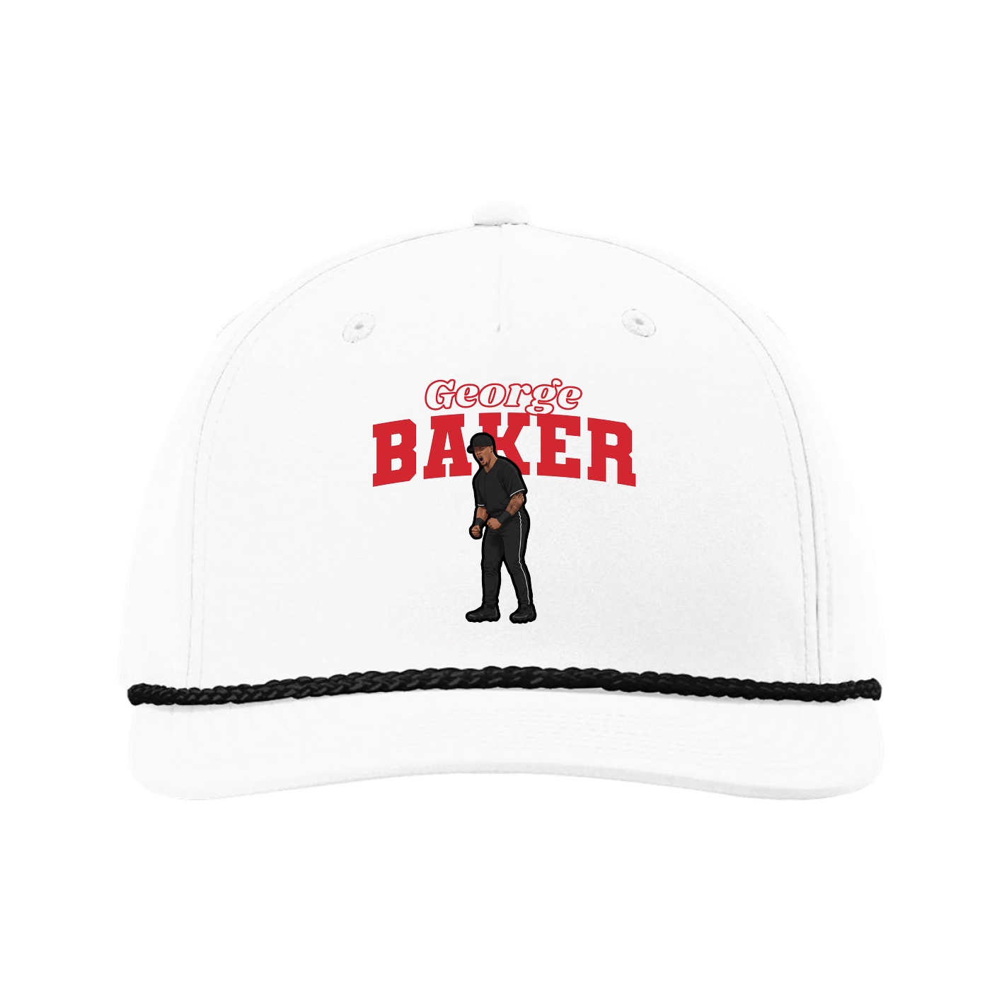 Five-Panel Classic Rope Cap — Name Arch in White