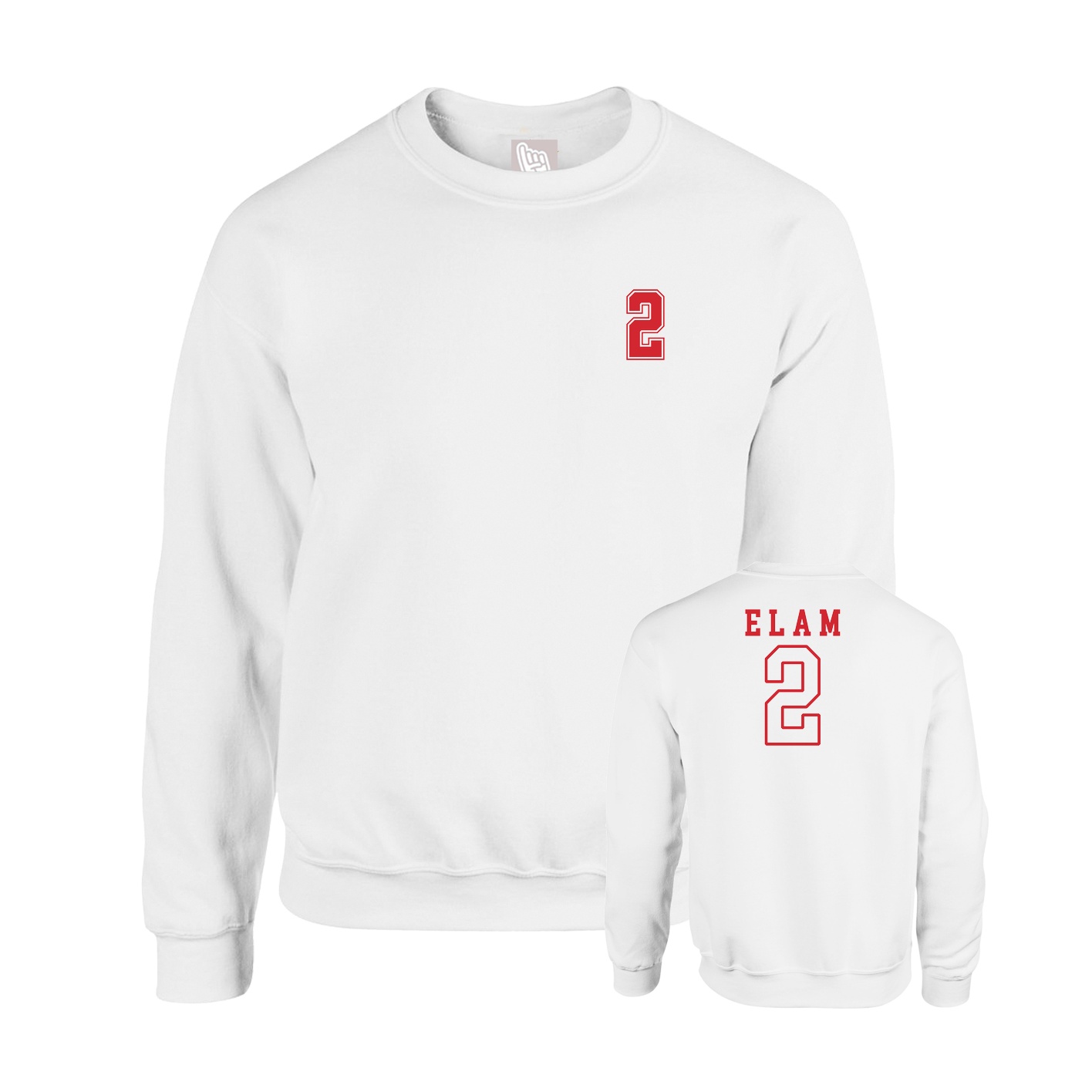 Fleece Crew — Chest Back in White