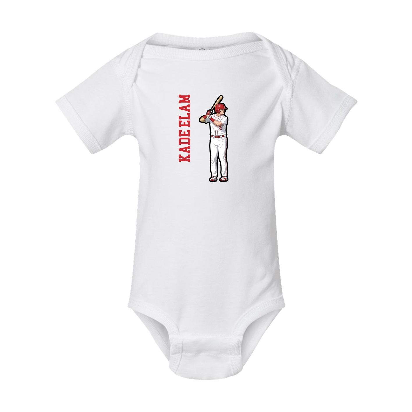 Baby Onesie — Name Vertical in White